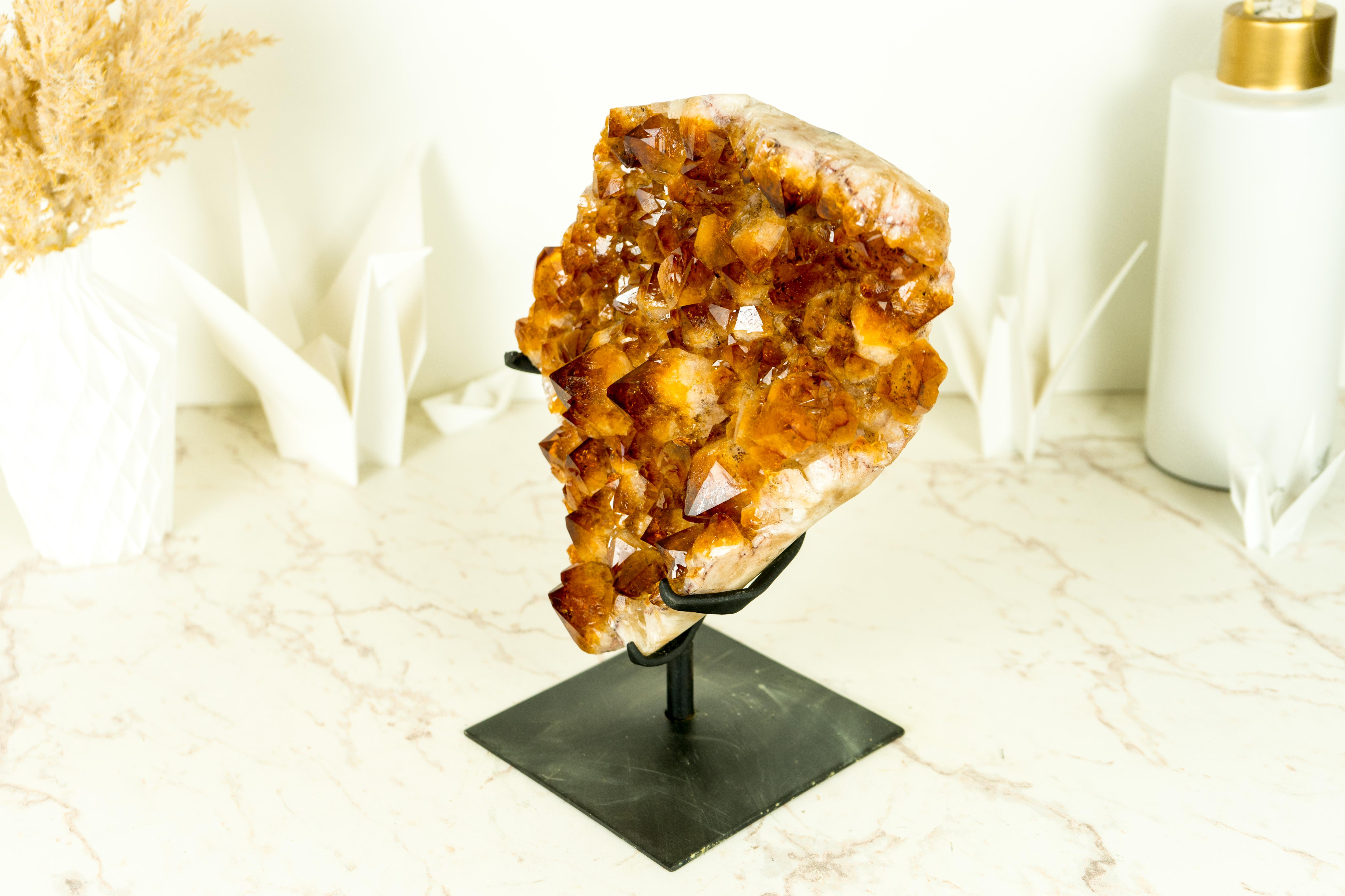 Natural Citrine Cluster with AAA, Large Madeira Orange Citrine Druzy on Stand For Sale 6