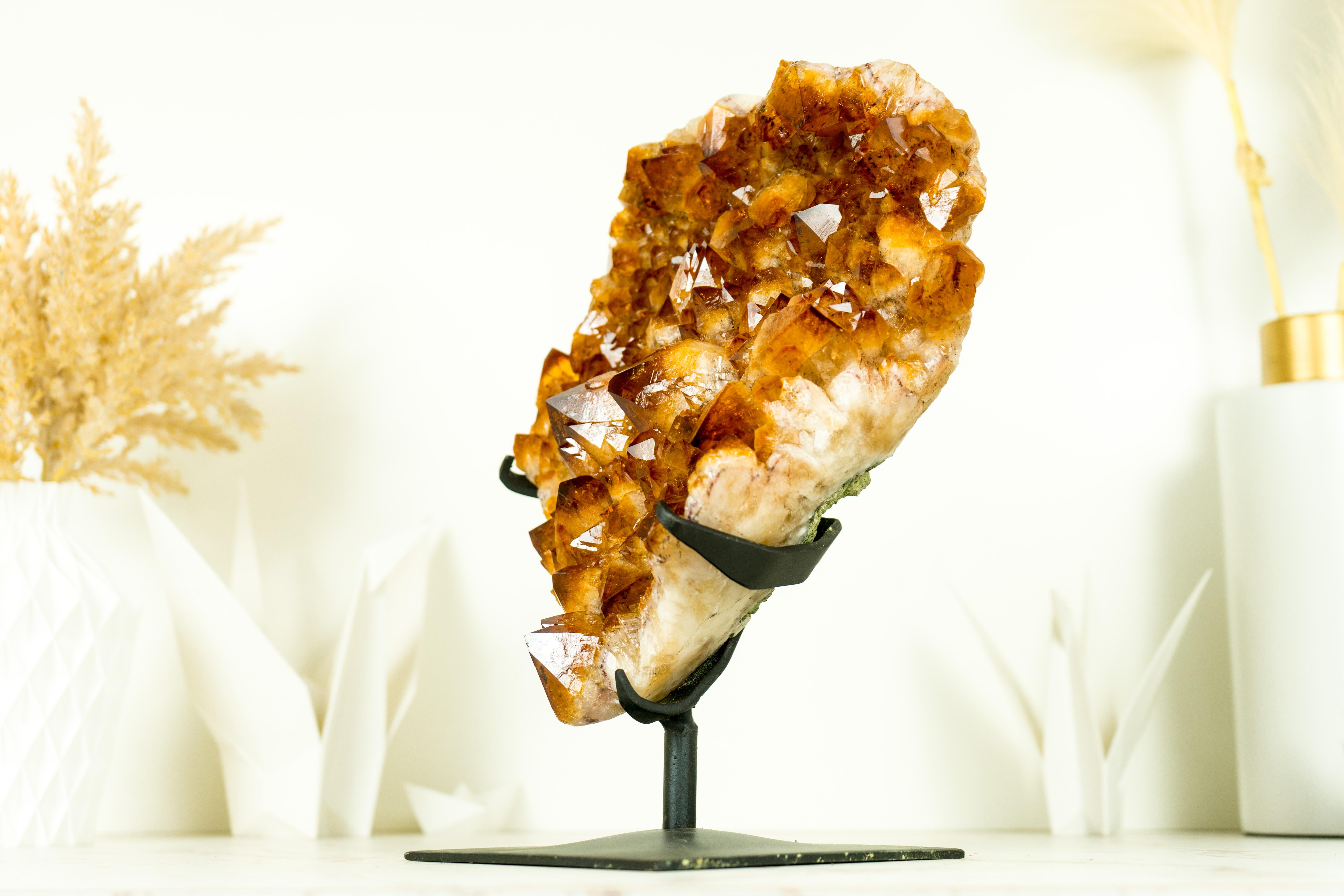 Natural Citrine Cluster with AAA, Large Madeira Orange Citrine Druzy on Stand For Sale 7