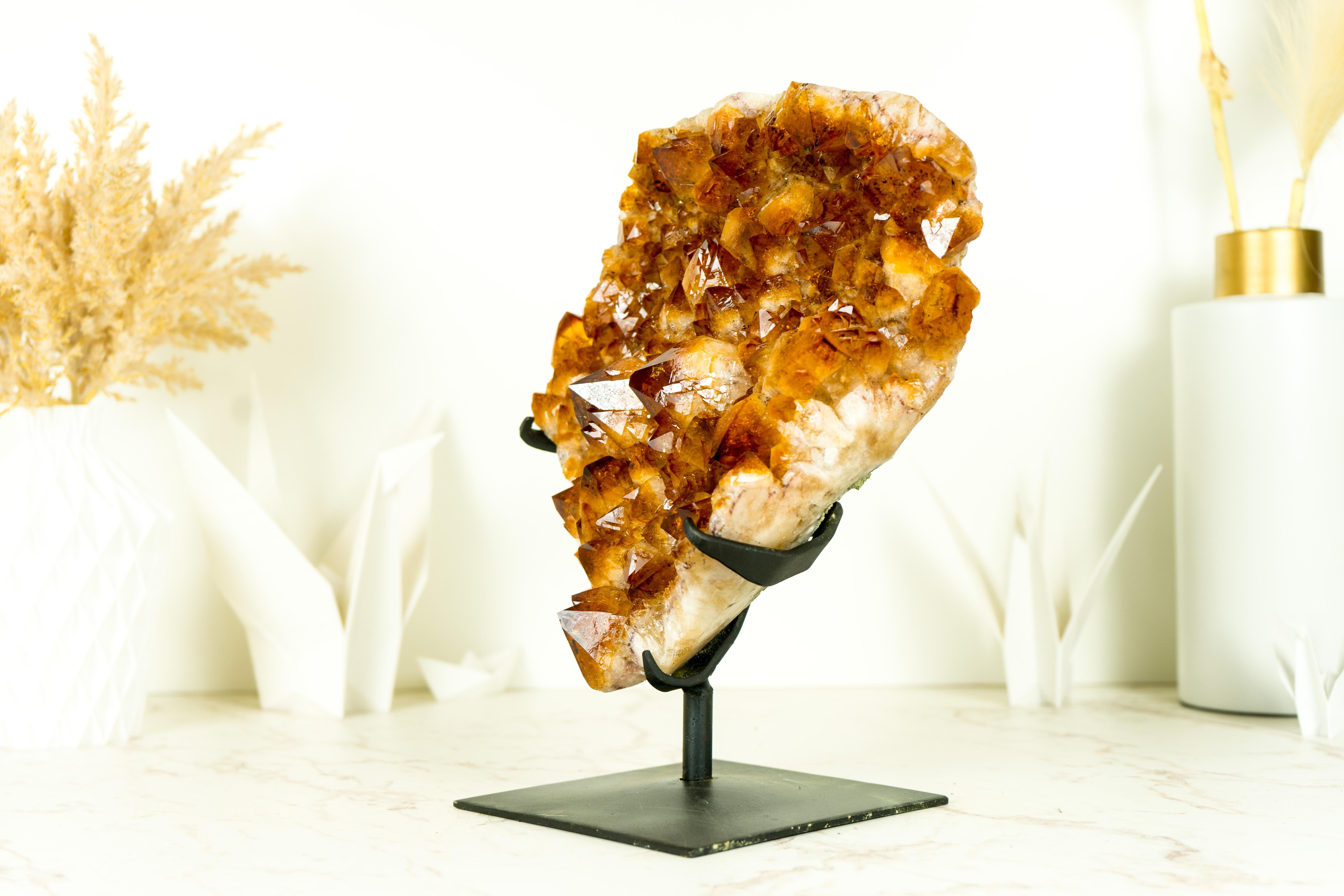 Natural Citrine Cluster with AAA, Large Madeira Orange Citrine Druzy on Stand For Sale 8