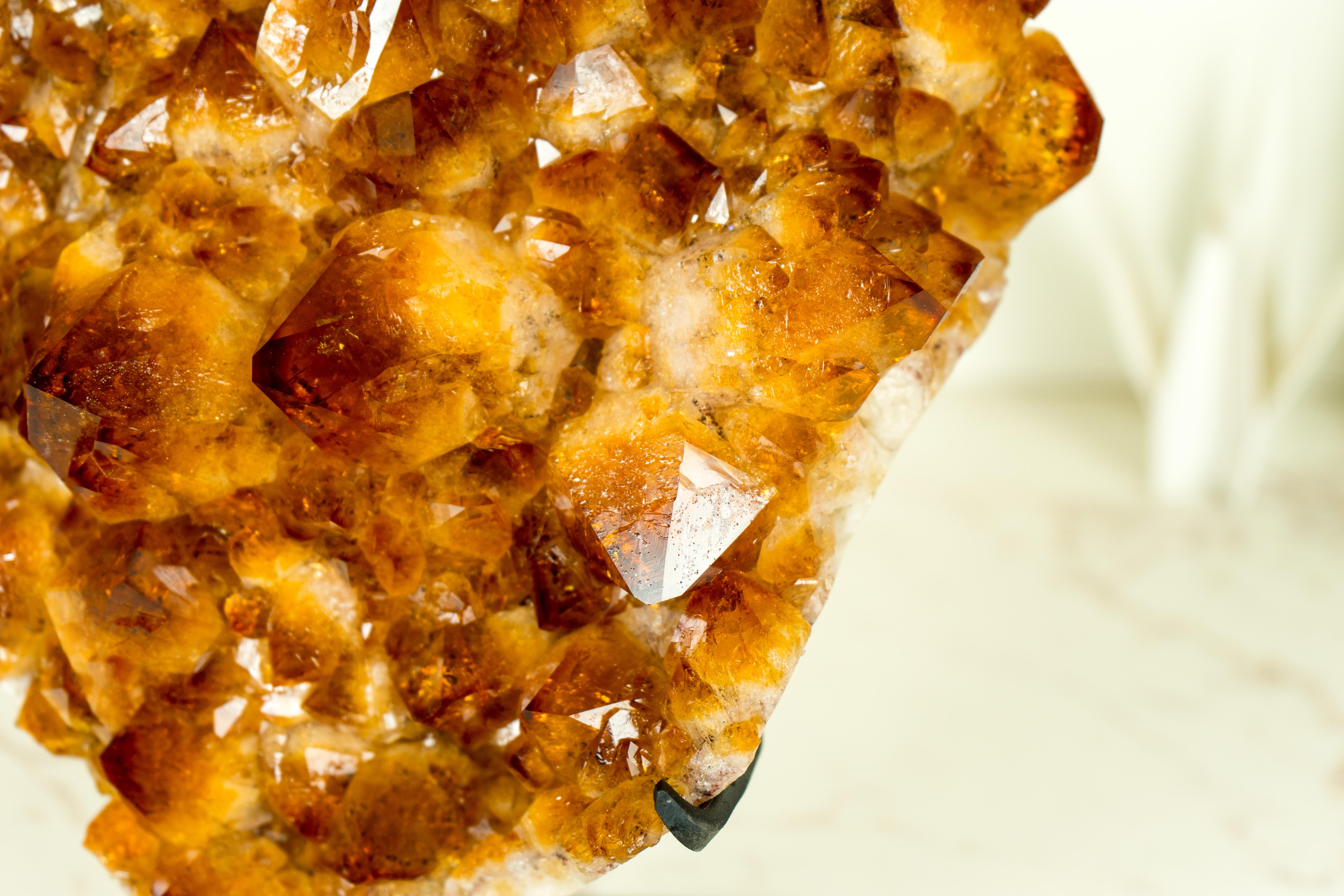 Natural Citrine Cluster with AAA, Large Madeira Orange Citrine Druzy on Stand In Excellent Condition For Sale In Ametista Do Sul, BR