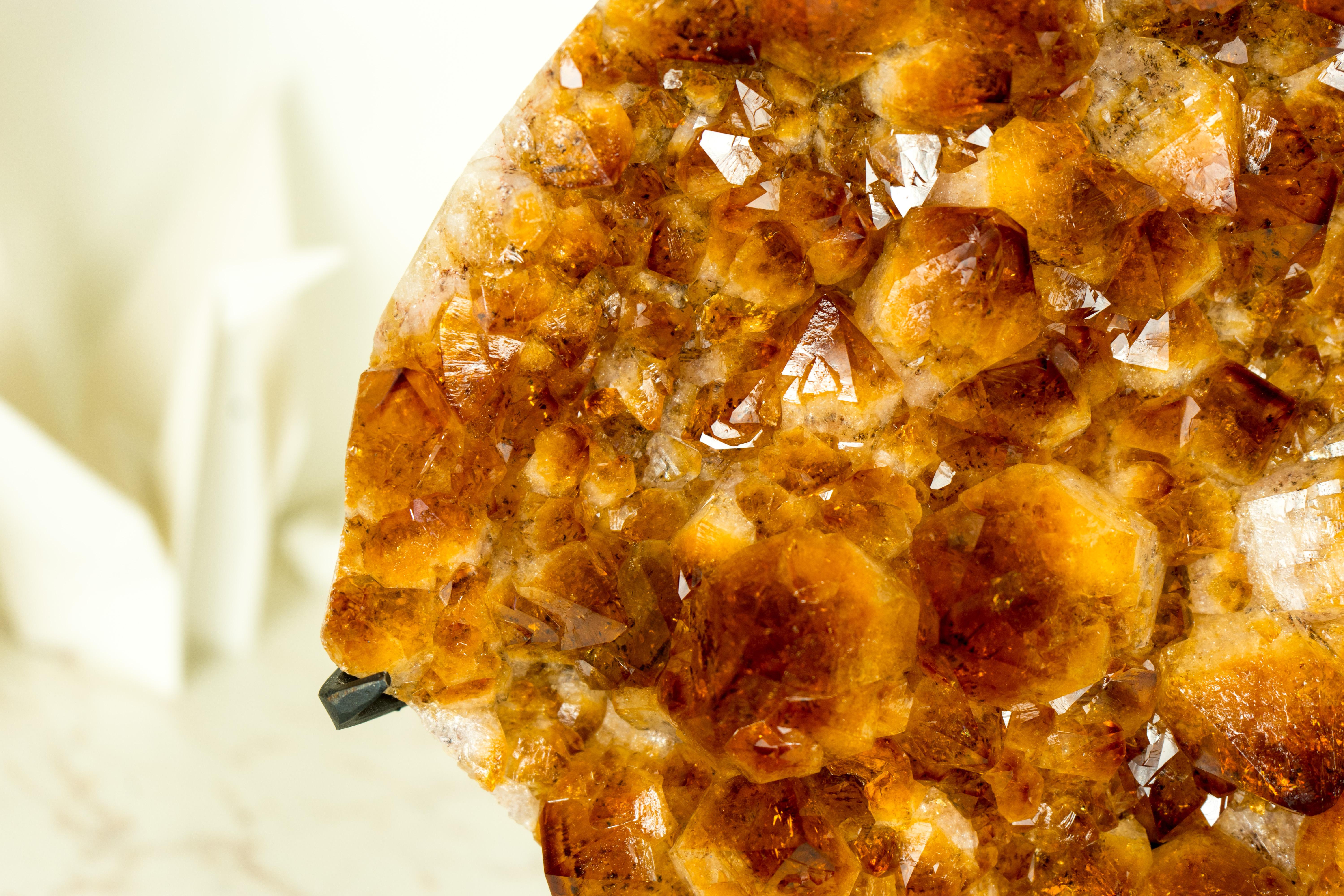 Contemporary Natural Citrine Cluster with AAA, Large Madeira Orange Citrine Druzy on Stand For Sale