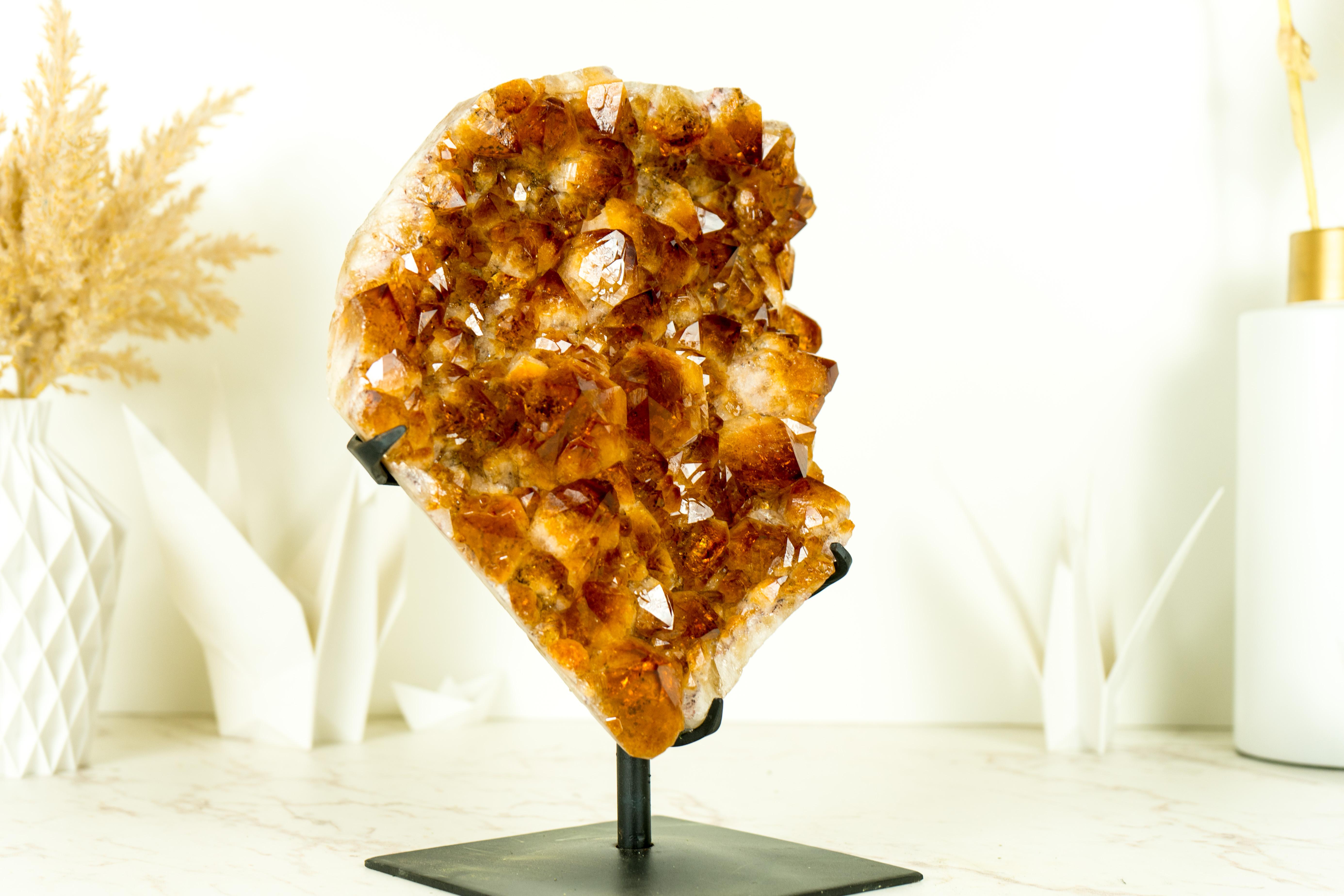 Natural Citrine Cluster with AAA, Large Madeira Orange Citrine Druzy on Stand For Sale 2