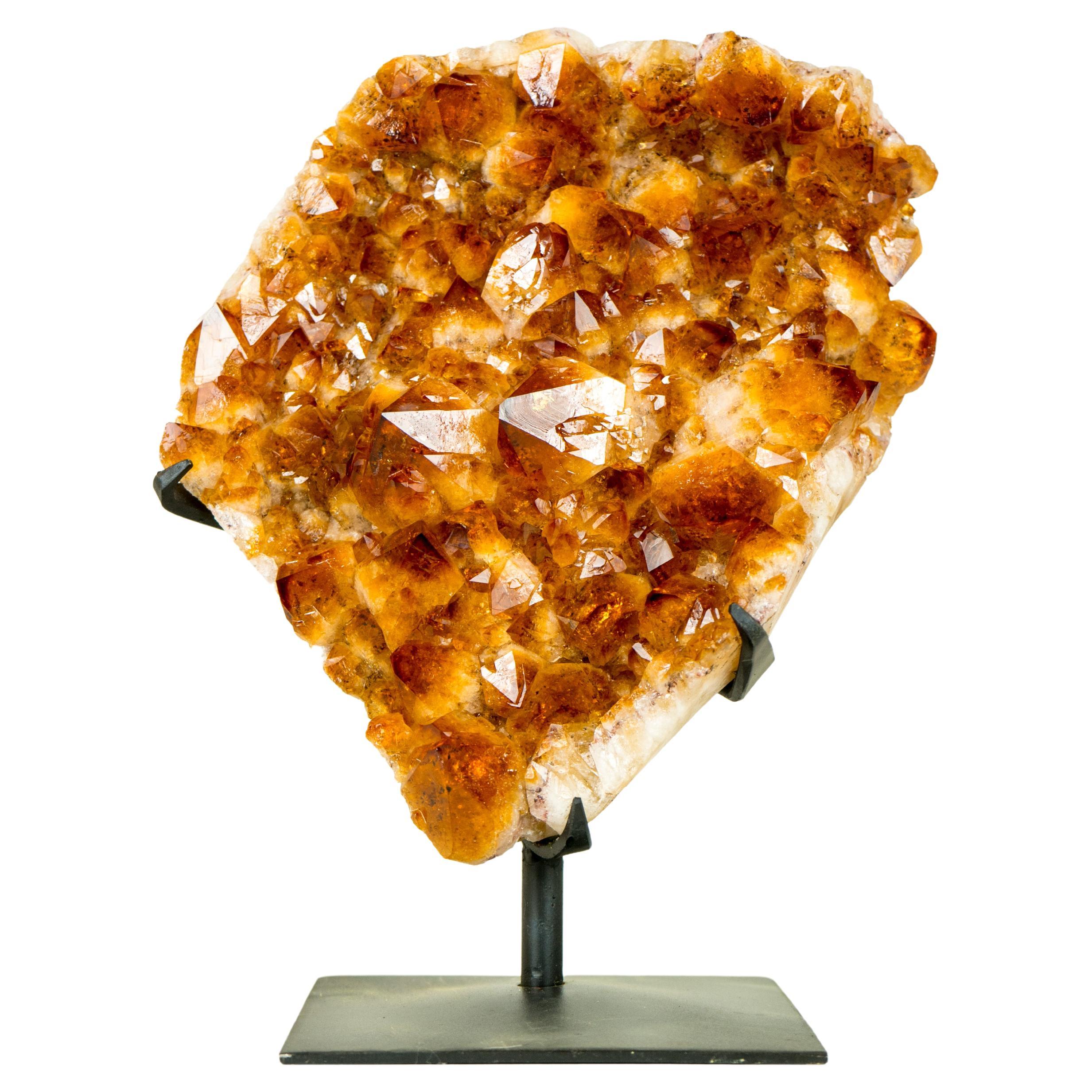 Natural Citrine Cluster with AAA, Large Madeira Orange Citrine Druzy on Stand For Sale