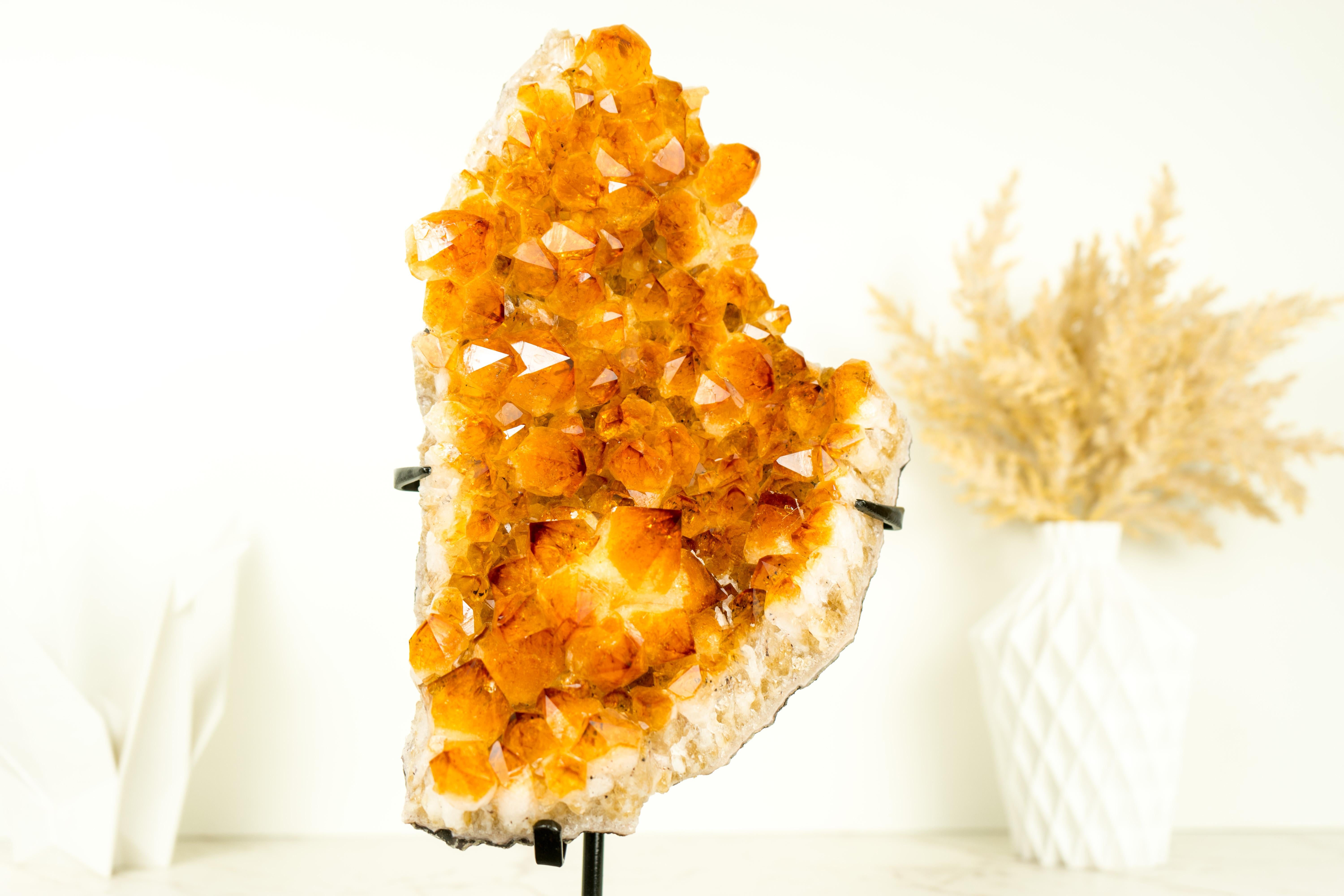 Natural Citrine Cluster with Crystal Flower, Golden Orange Color, Natural Decor For Sale 2