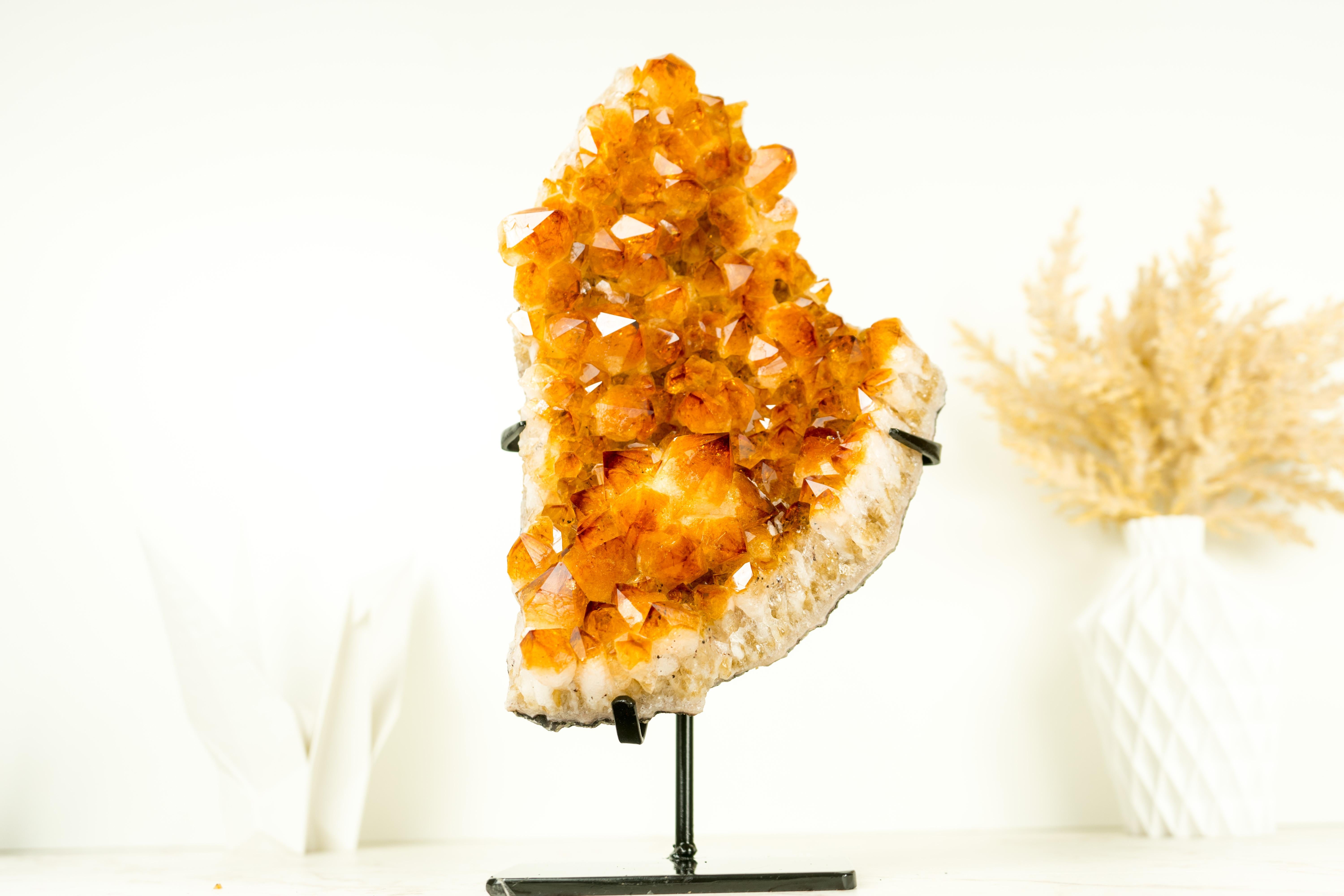 Natürlicher Citrin-Cluster mit Kristallblume, golden-orangefarbene Farbe, natürliches Dekor im Angebot 5