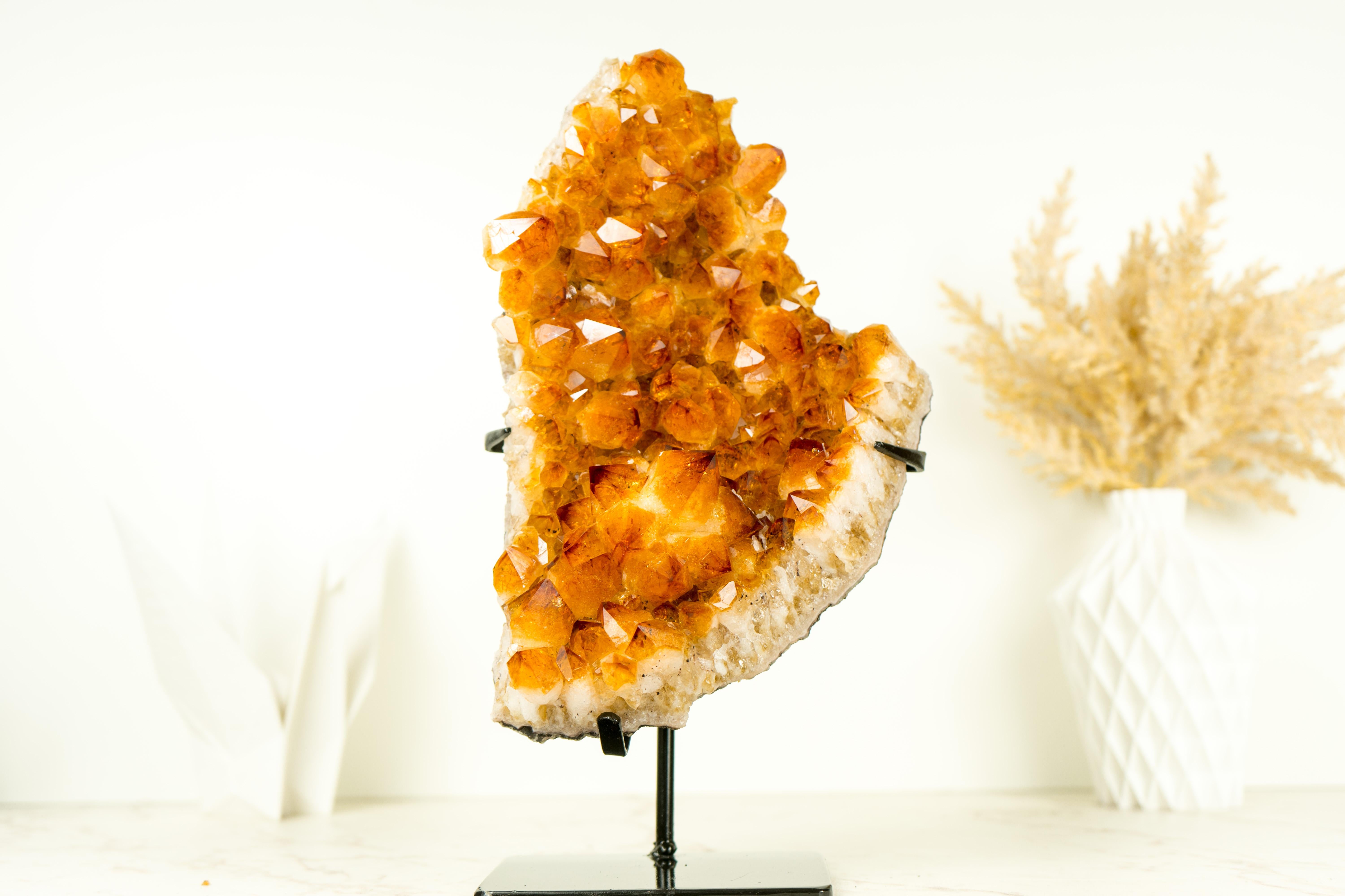 Natürlicher Citrin-Cluster mit Kristallblume, golden-orangefarbene Farbe, natürliches Dekor im Angebot 6