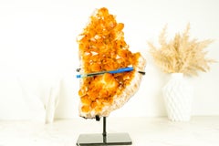 Natürlicher Citrin-Cluster mit Kristallblume, golden-orangefarbene Farbe, natürliches Dekor