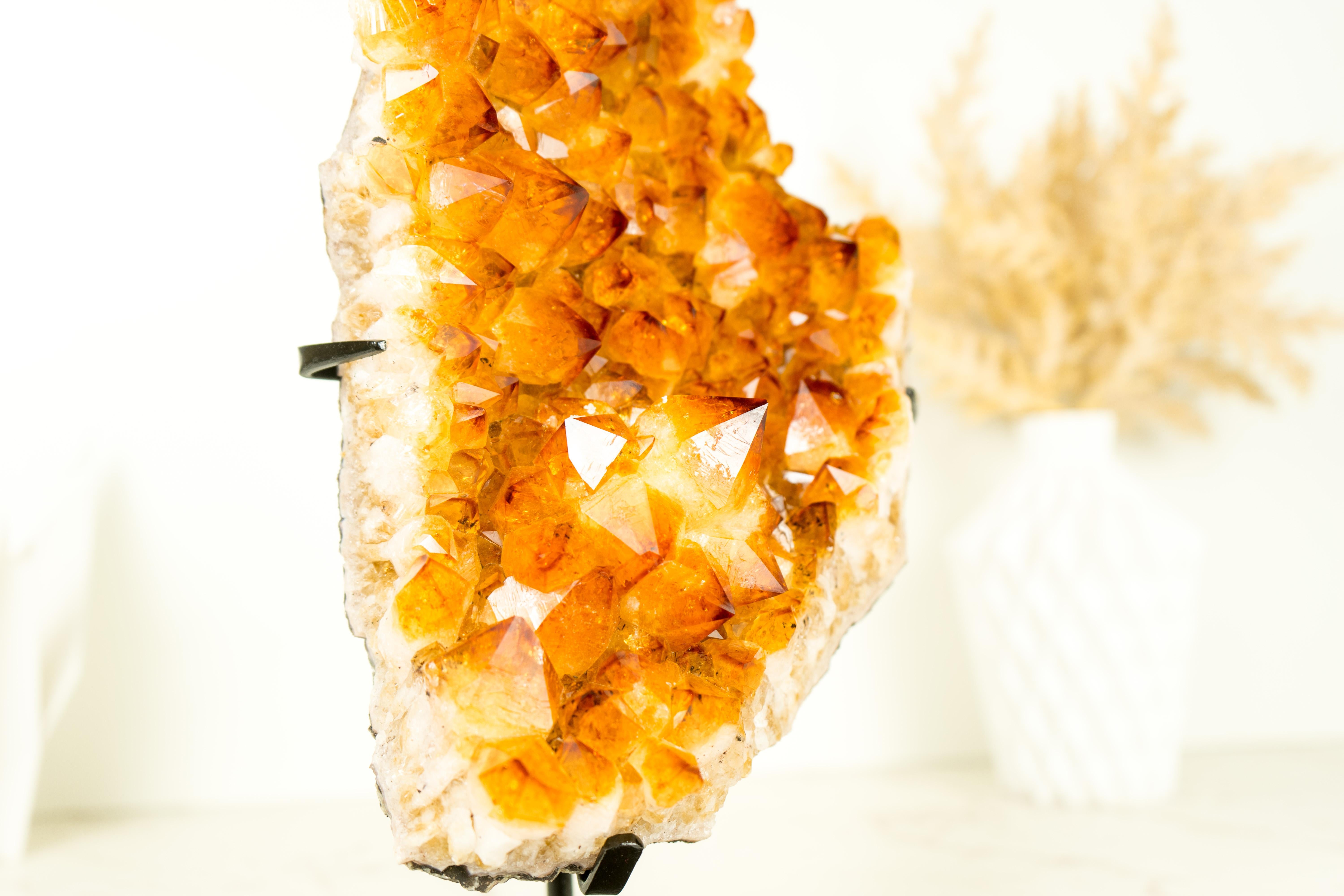 Natürlicher Citrin-Cluster mit Kristallblume, golden-orangefarbene Farbe, natürliches Dekor (Brasilianisch) im Angebot