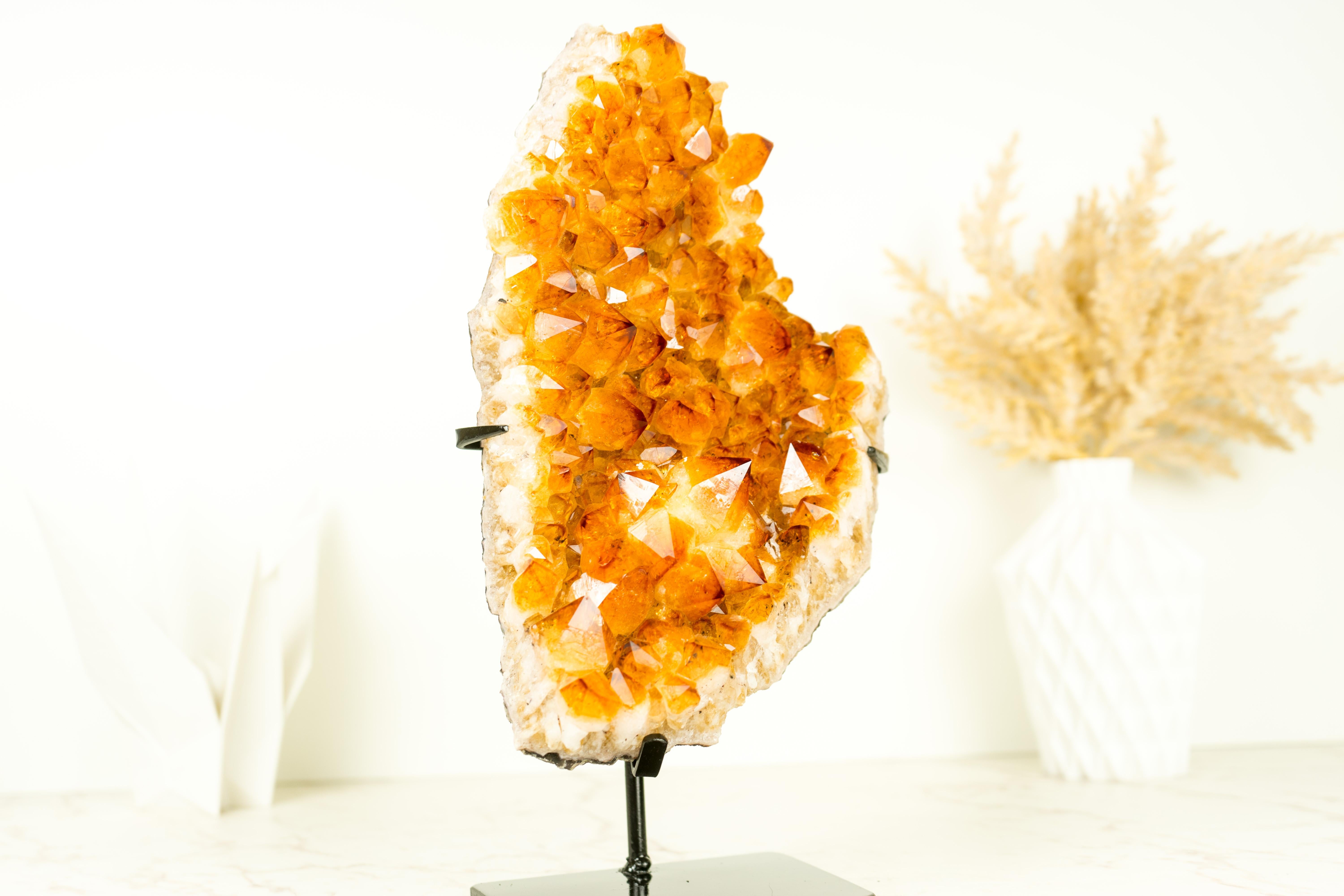 Natürlicher Citrin-Cluster mit Kristallblume, golden-orangefarbene Farbe, natürliches Dekor im Zustand „Neu“ im Angebot in Ametista Do Sul, BR