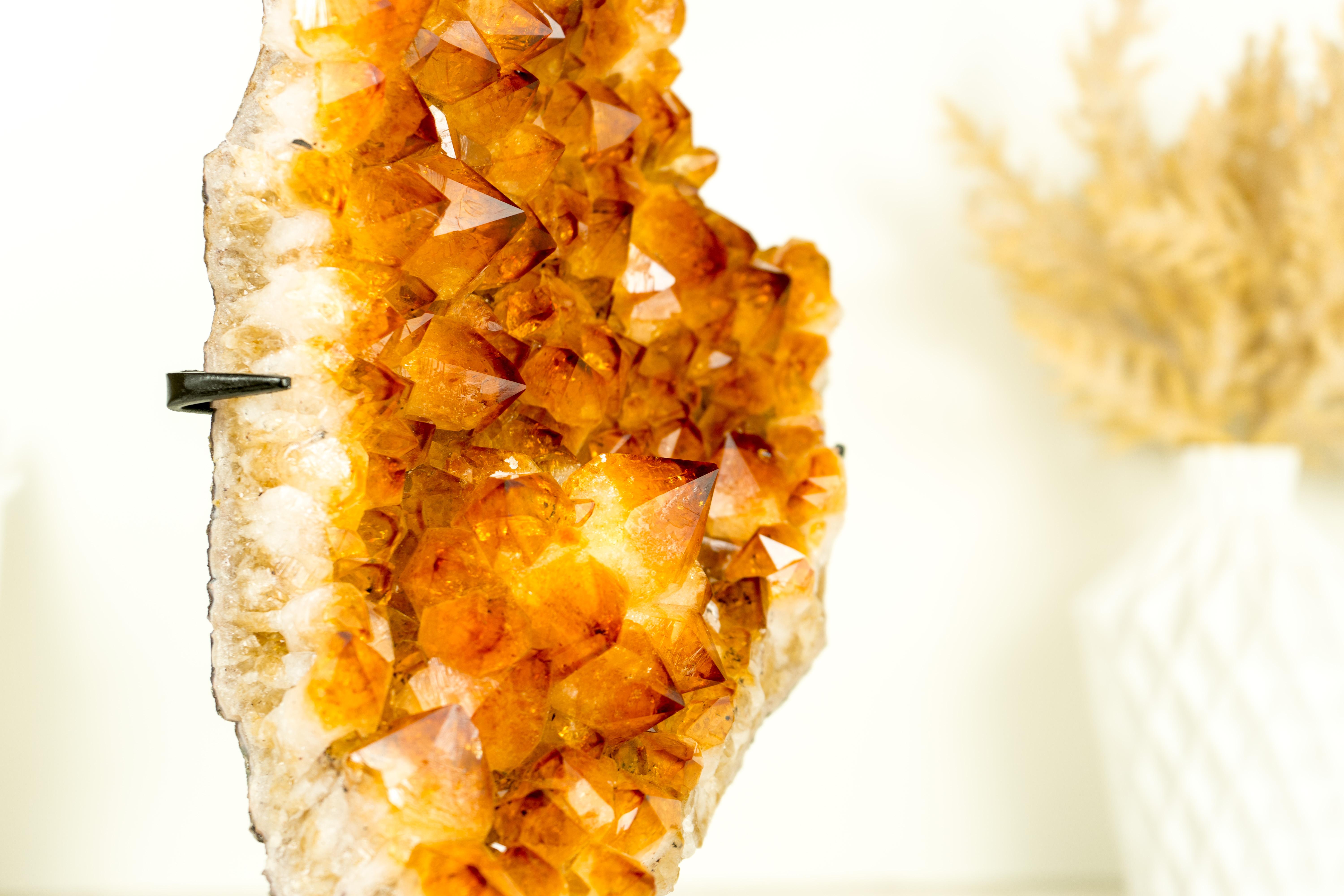 Natural Citrine Cluster with Crystal Flower, Golden Orange Color, Natural Decor For Sale 1