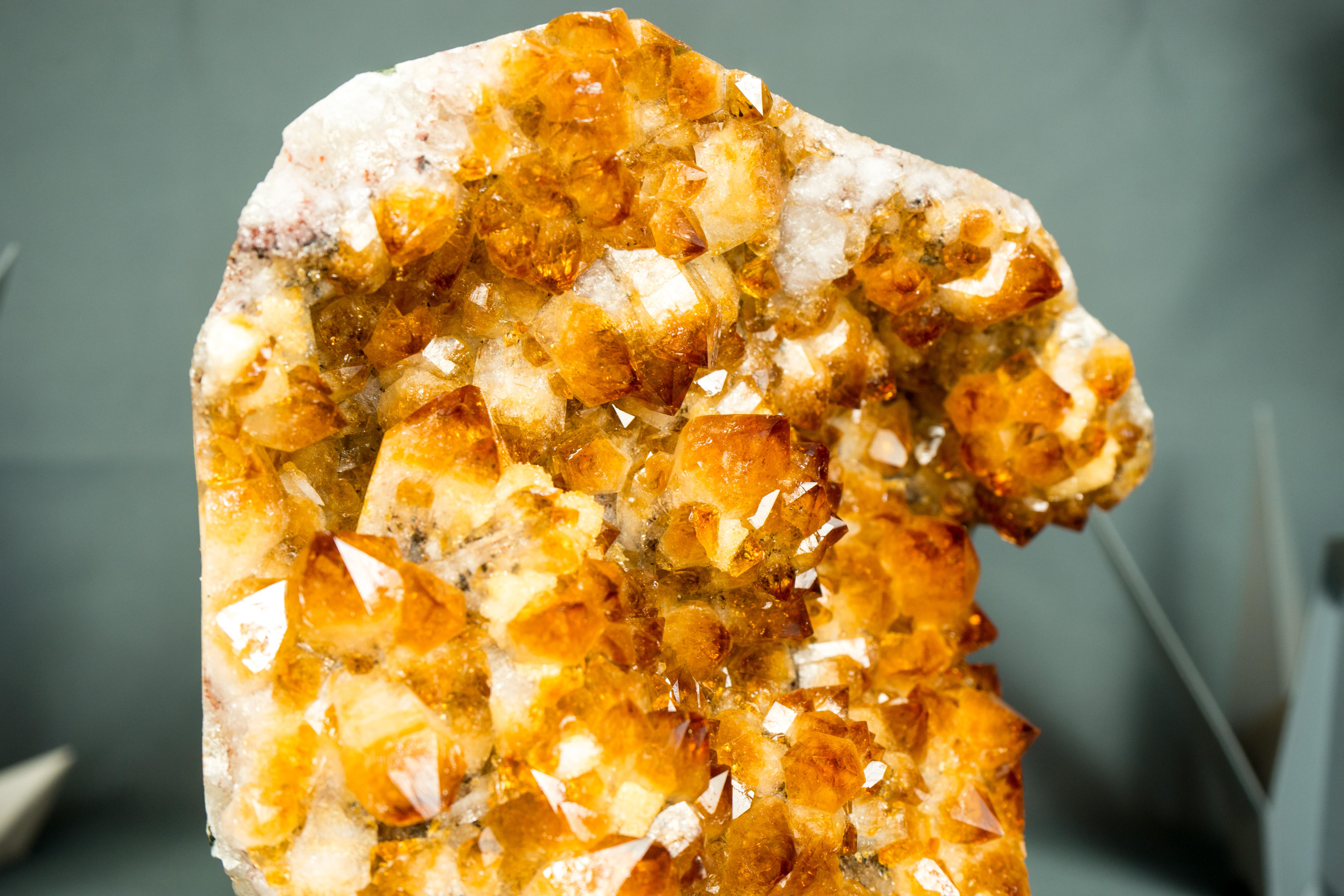 Natural Citrine Cluster with Superb Deep Orange Citrine Druzy and Rosette Flower For Sale 8