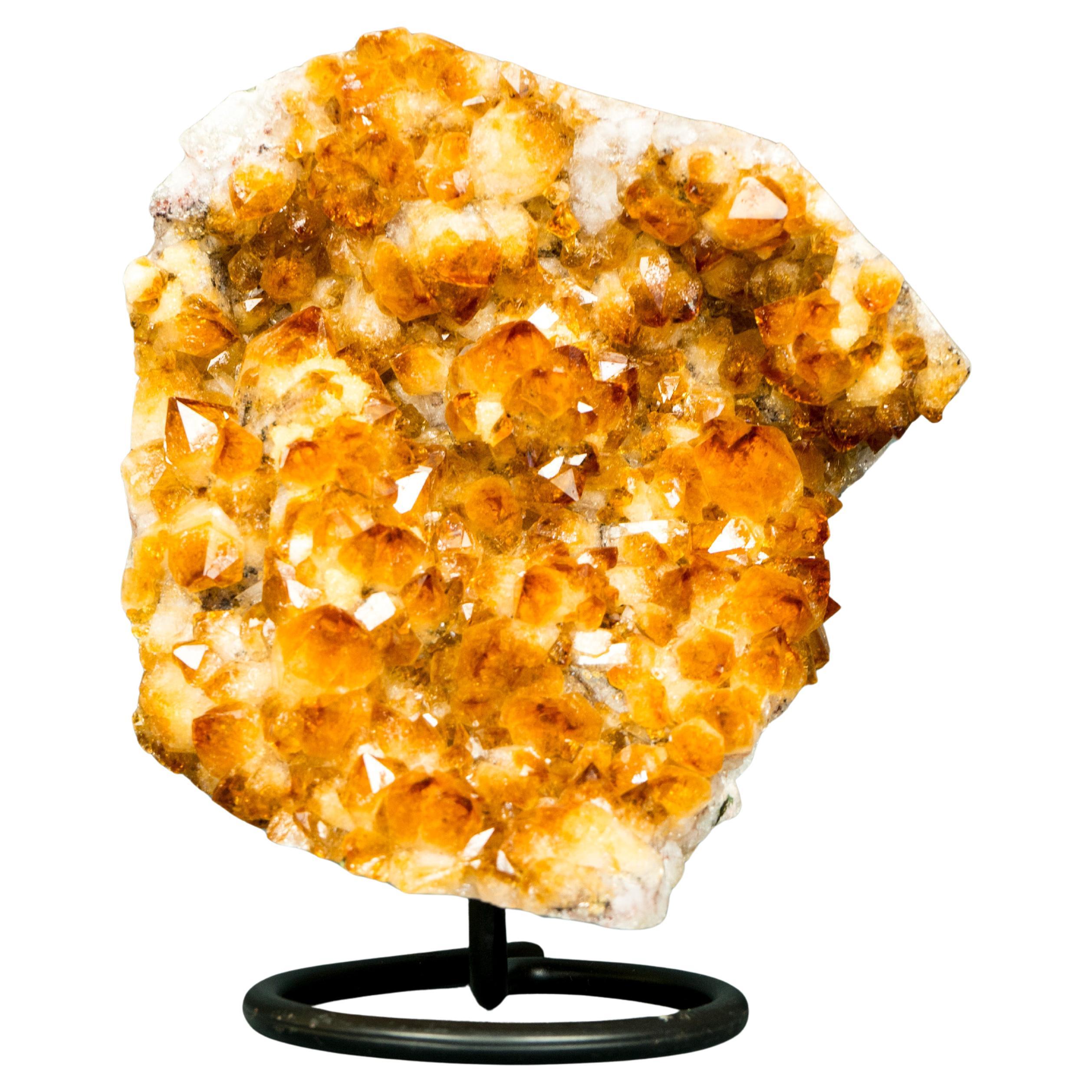 Natural Citrine Cluster with Superb Deep Orange Citrine Druzy and Rosette Flower