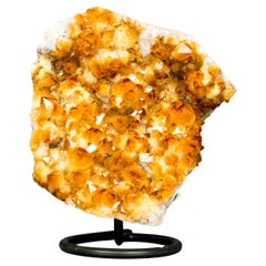 Natural Citrine Cluster with Superb Deep Orange Citrine Druzy and Rosette Flower