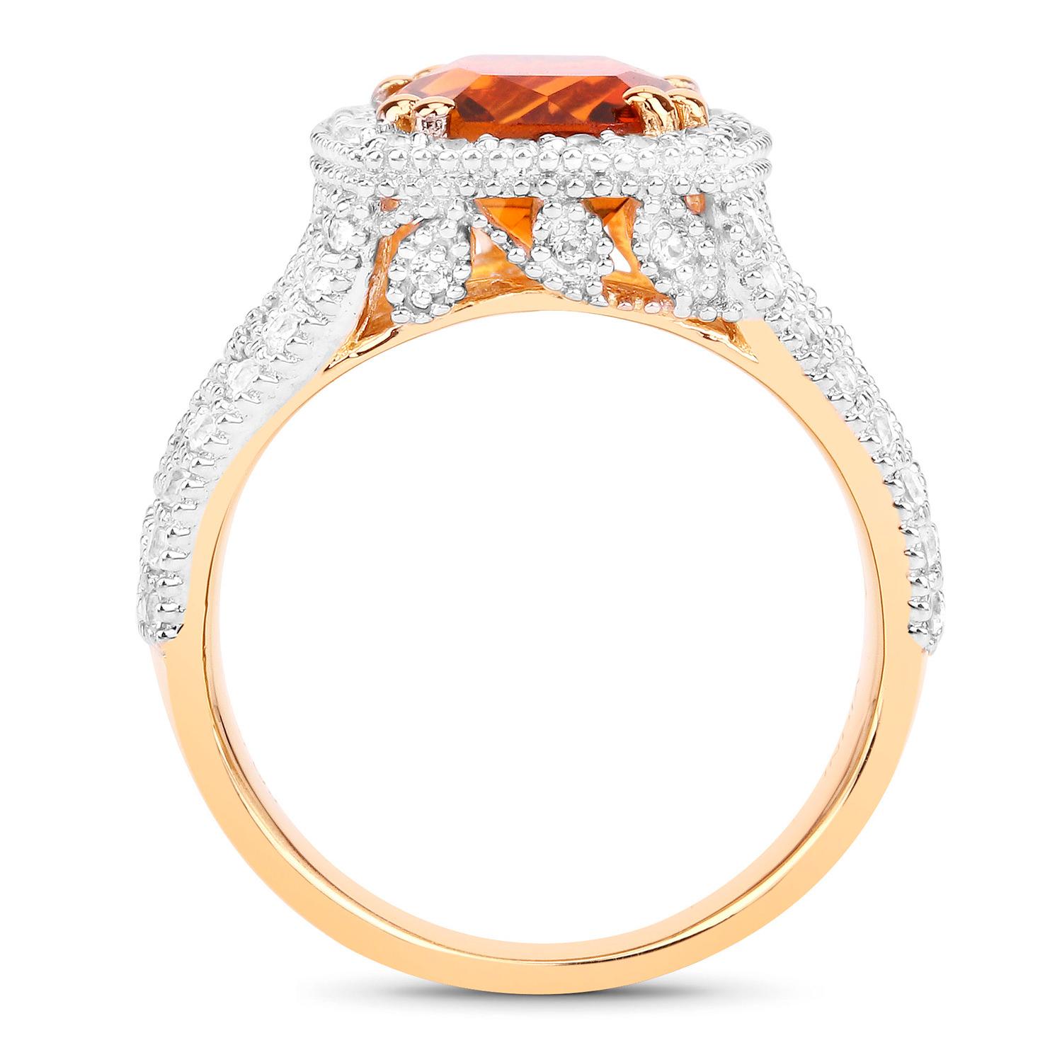 Natural Citrine Cocktail Ring With White Topazes 3.70 Carats Total In Excellent Condition For Sale In Aliso Viejo, CA