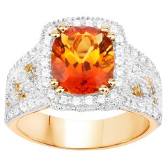 Natural Citrine Cocktail Ring With White Topazes 3.70 Carats Total