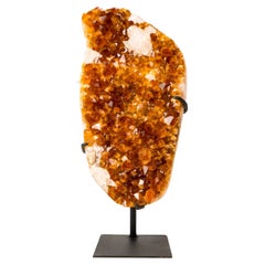 Natural Citrine Crystal Cluster with Calcite Inclusions