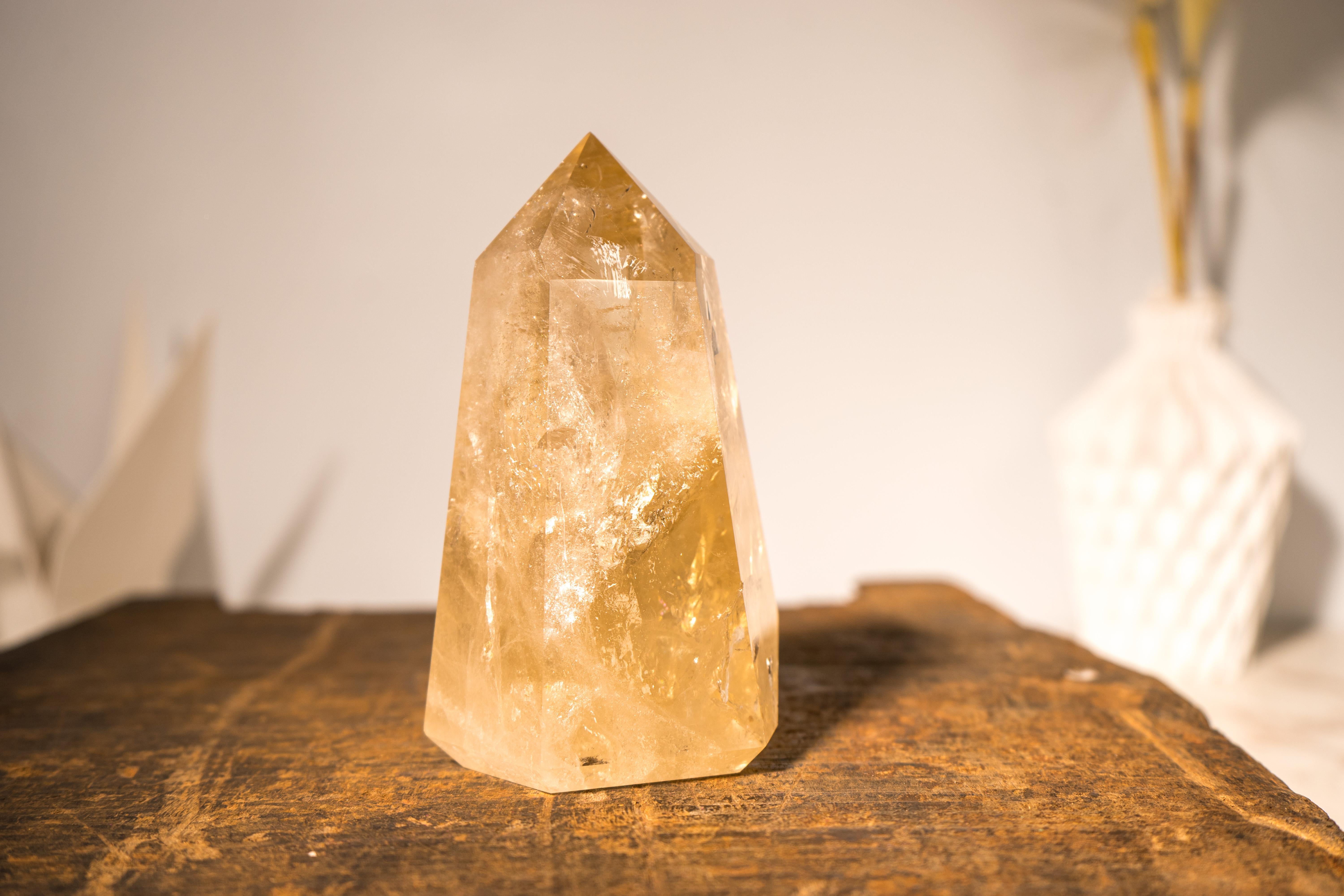 Natural Citrine Crystal Quartz Obelisk, Genuine Yellow Citrine Point Generator For Sale 5