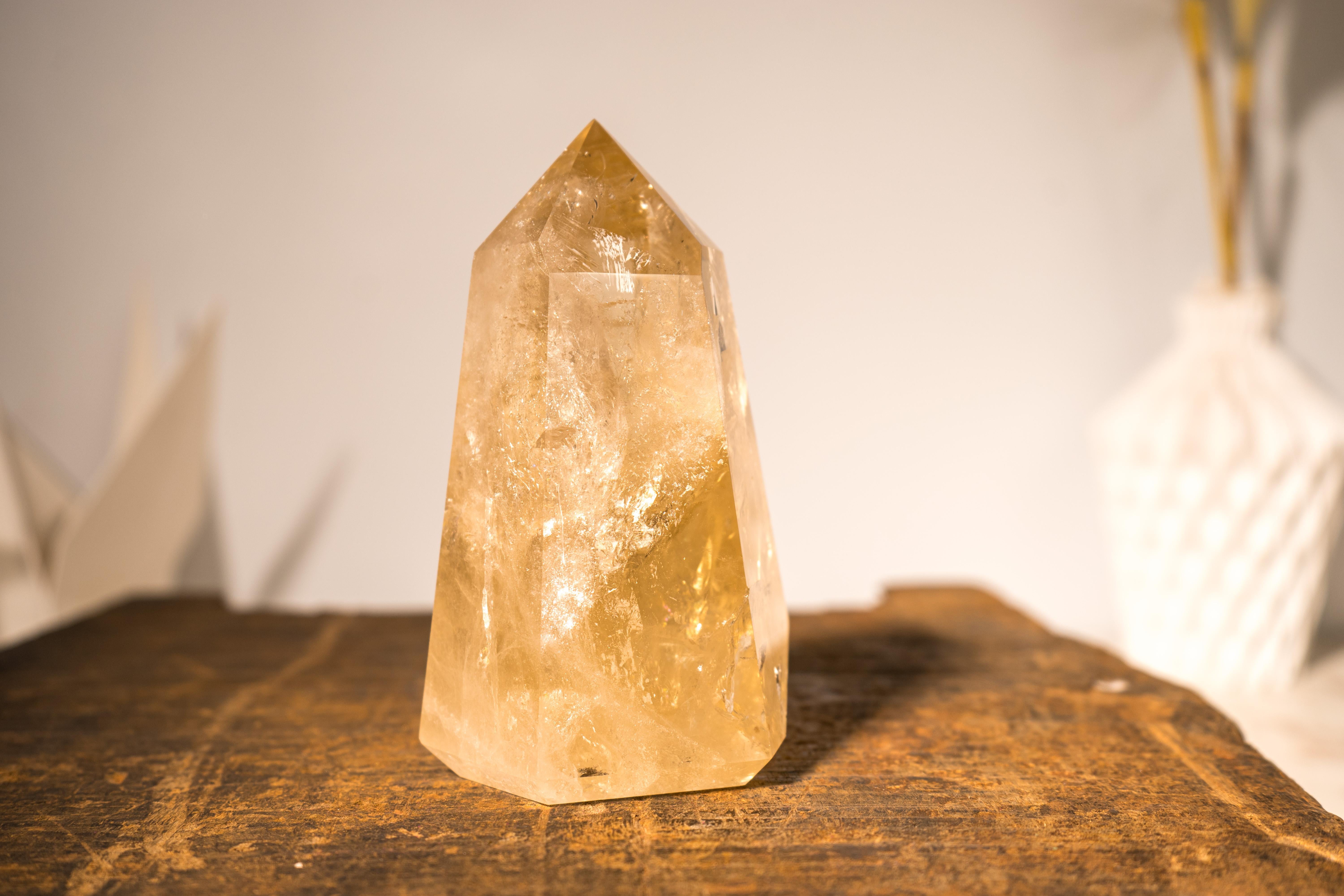 Natural Citrine Crystal Quartz Obelisk, Genuine Yellow Citrine Point Generator For Sale 6