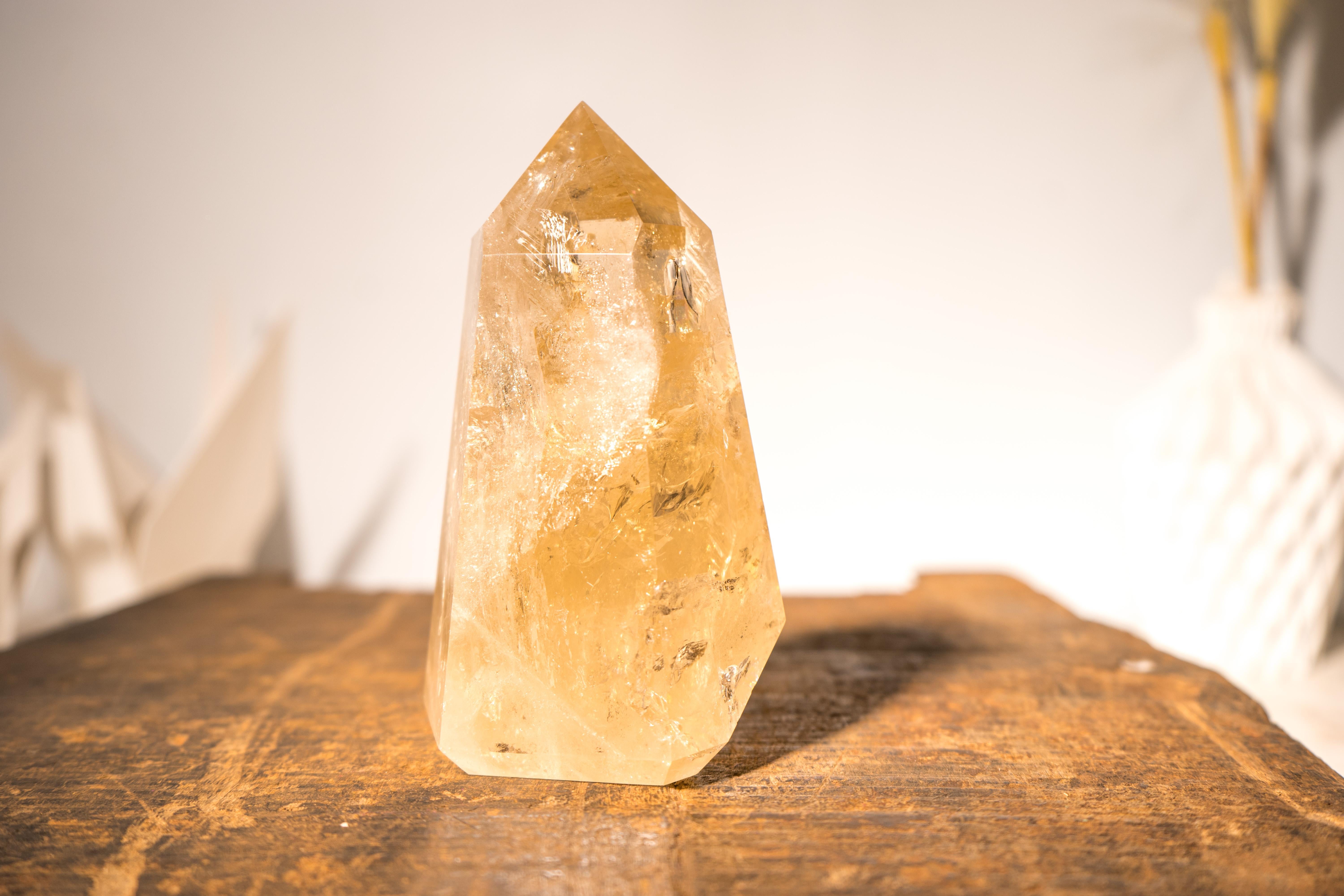 Natural Citrine Crystal Quartz Obelisk, Genuine Yellow Citrine Point Generator For Sale 7