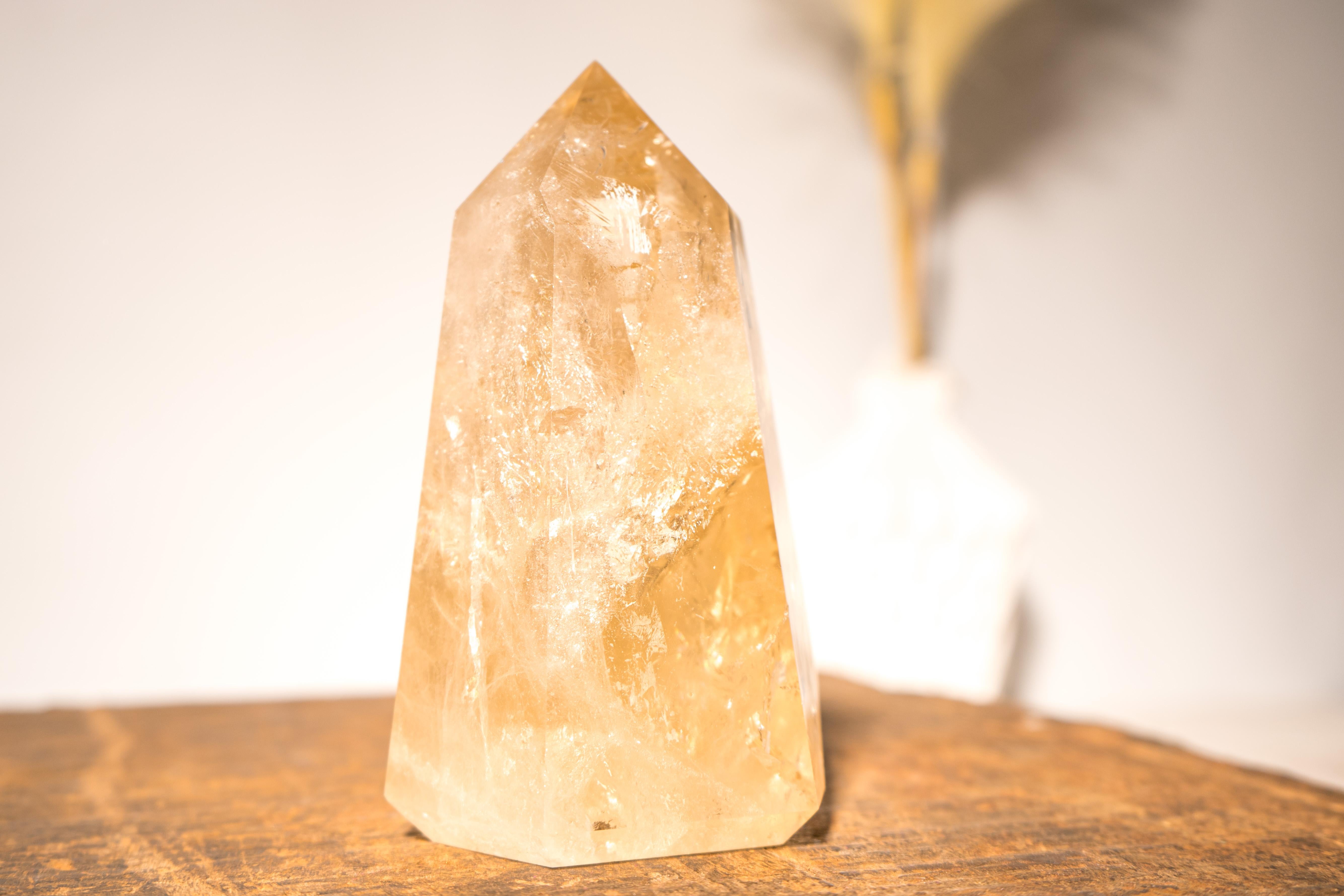 Natural Citrine Crystal Quartz Obelisk, Genuine Yellow Citrine Point Generator For Sale 8