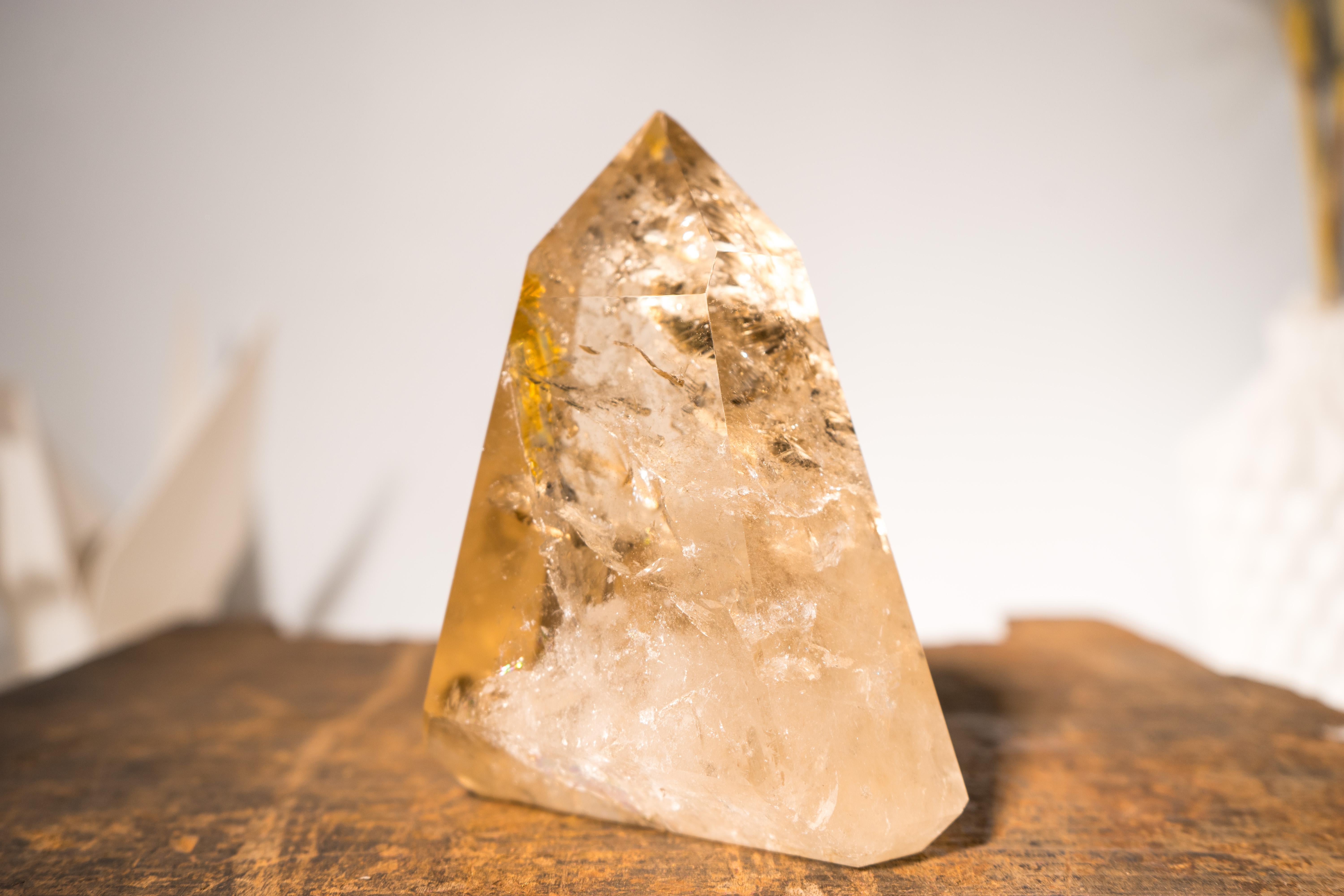XXIe siècle et contemporain Generator d'obélisque en quartz, cristal et citrine naturelle authentique