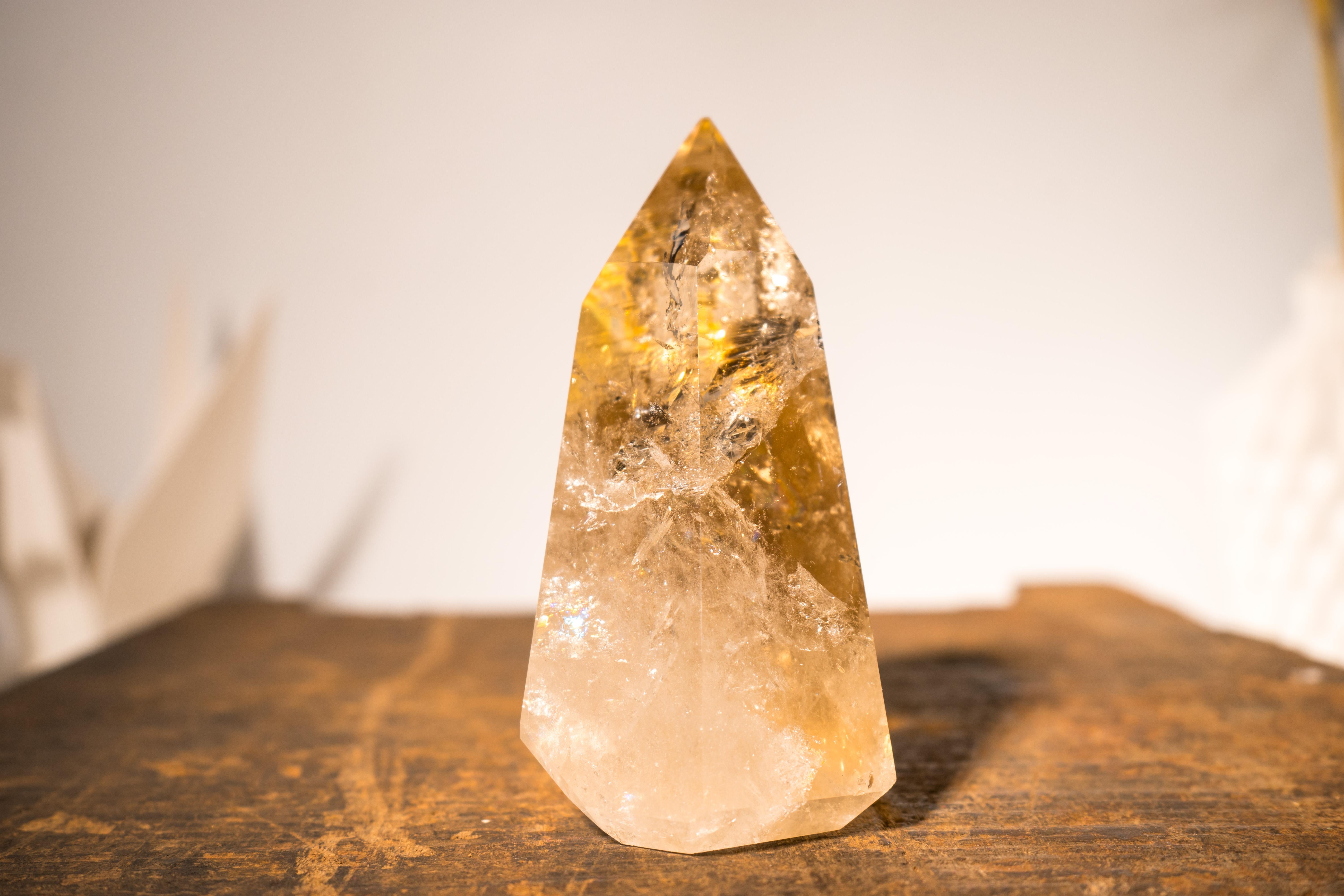 Cristal Generator d'obélisque en quartz, cristal et citrine naturelle authentique
