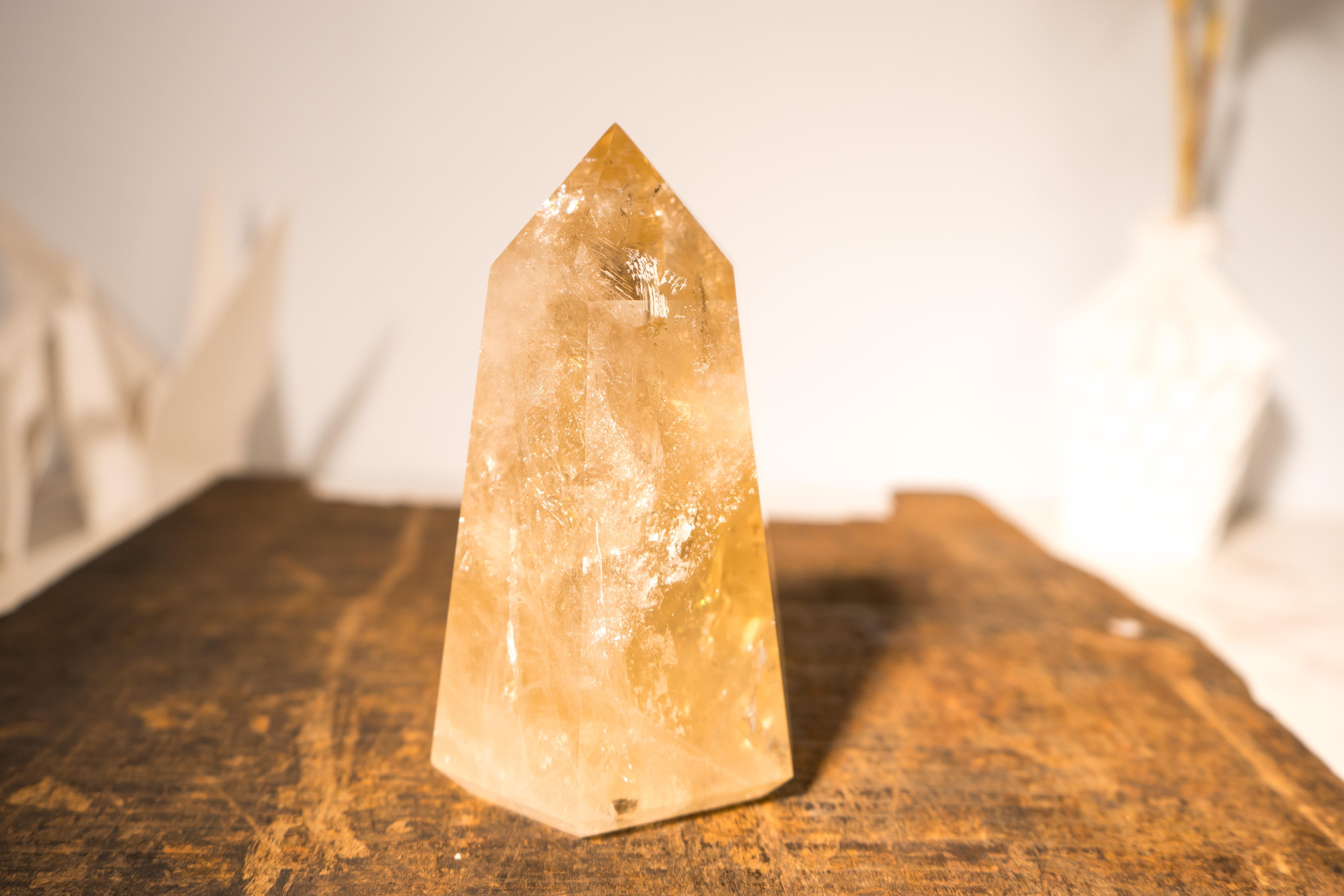 Natural Citrine Crystal Quartz Obelisk, Genuine Yellow Citrine Point Generator For Sale 2
