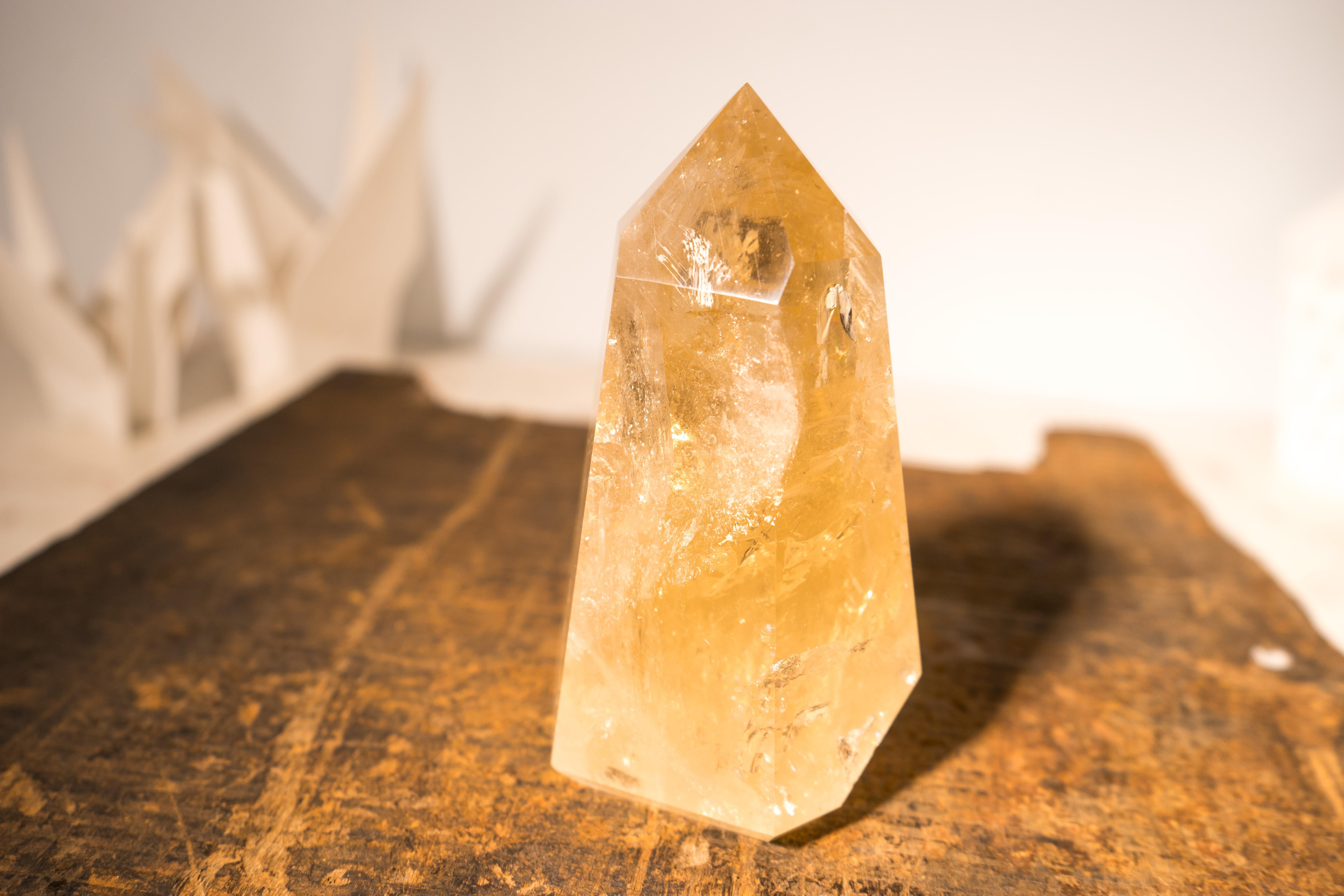 Natural Citrine Crystal Quartz Obelisk, Genuine Yellow Citrine Point Generator For Sale 3