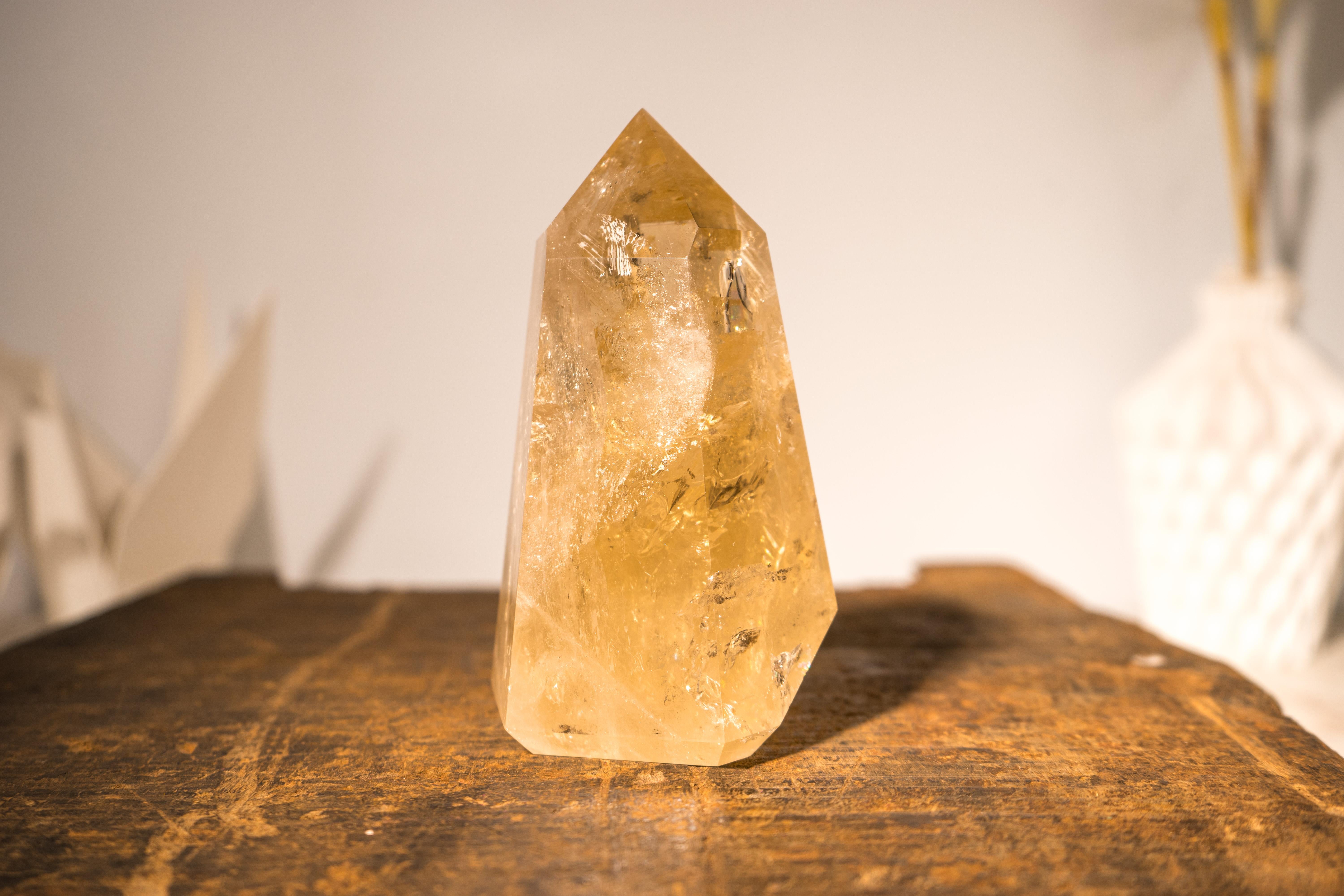 Natural Citrine Crystal Quartz Obelisk, Genuine Yellow Citrine Point Generator For Sale 4