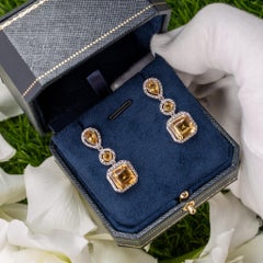 Natural Citrine Dangle Earrings 7.5 Carats Total