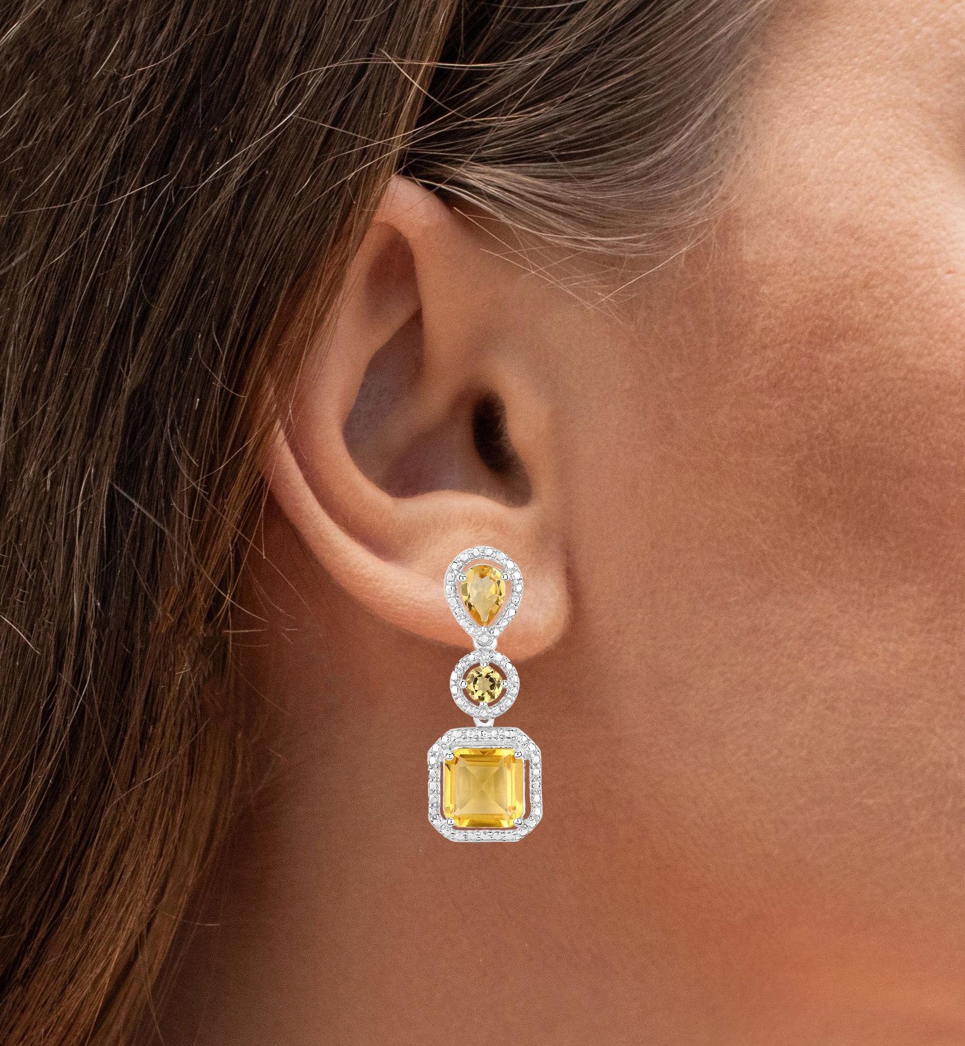 Contemporary Natural Citrine Dangle Earrings 7.5 Carats Total For Sale