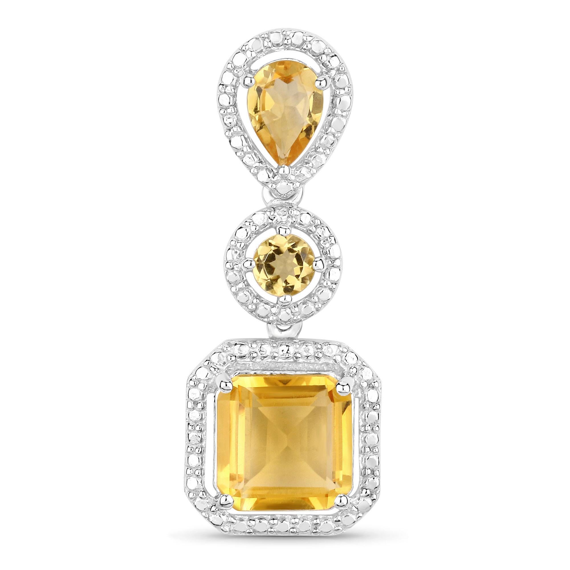 Mixed Cut Natural Citrine Dangle Earrings 7.5 Carats Total For Sale