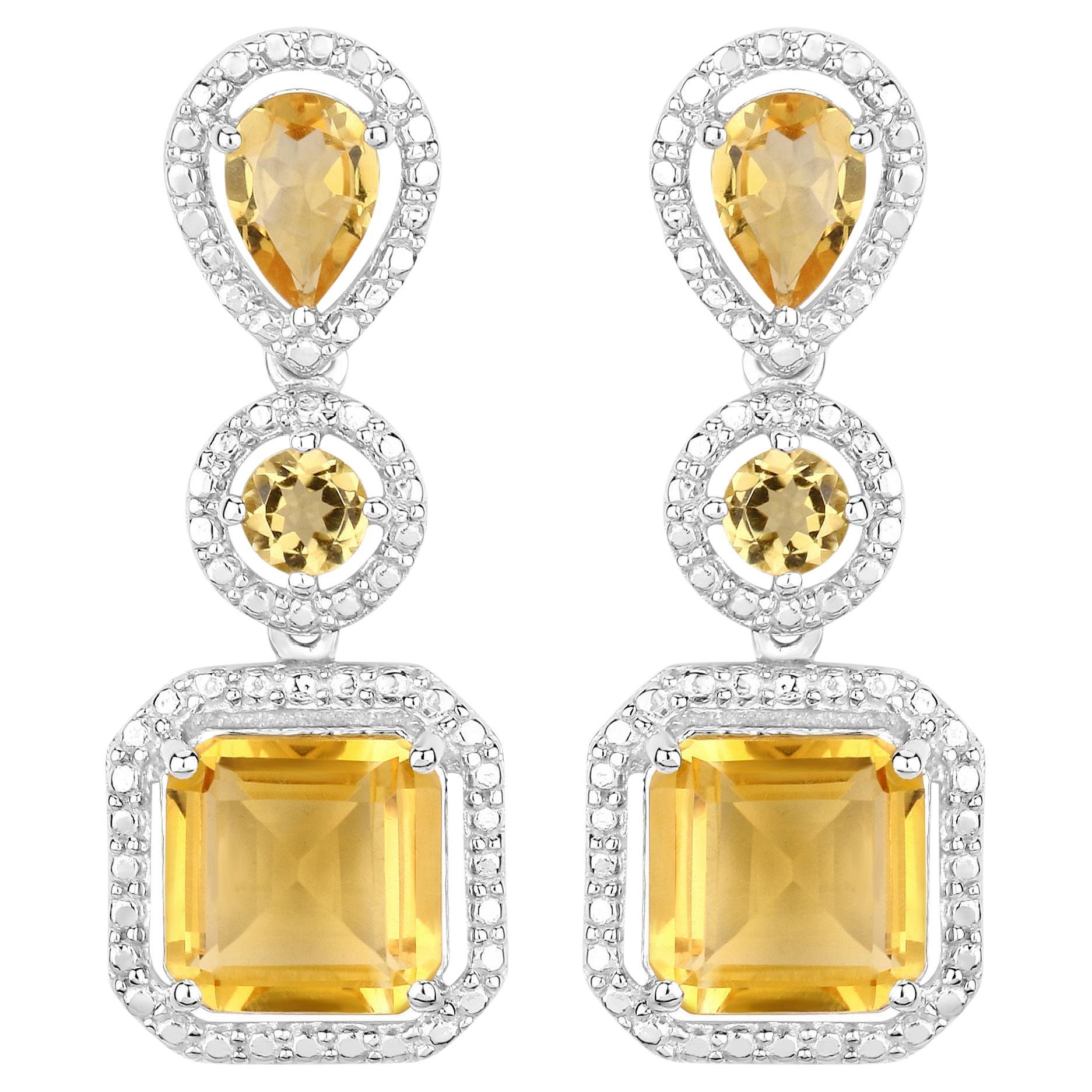 Natural Citrine Dangle Earrings 7.5 Carats Total