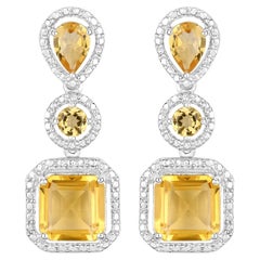 Natural Citrine Dangle Earrings 7.5 Carats Total