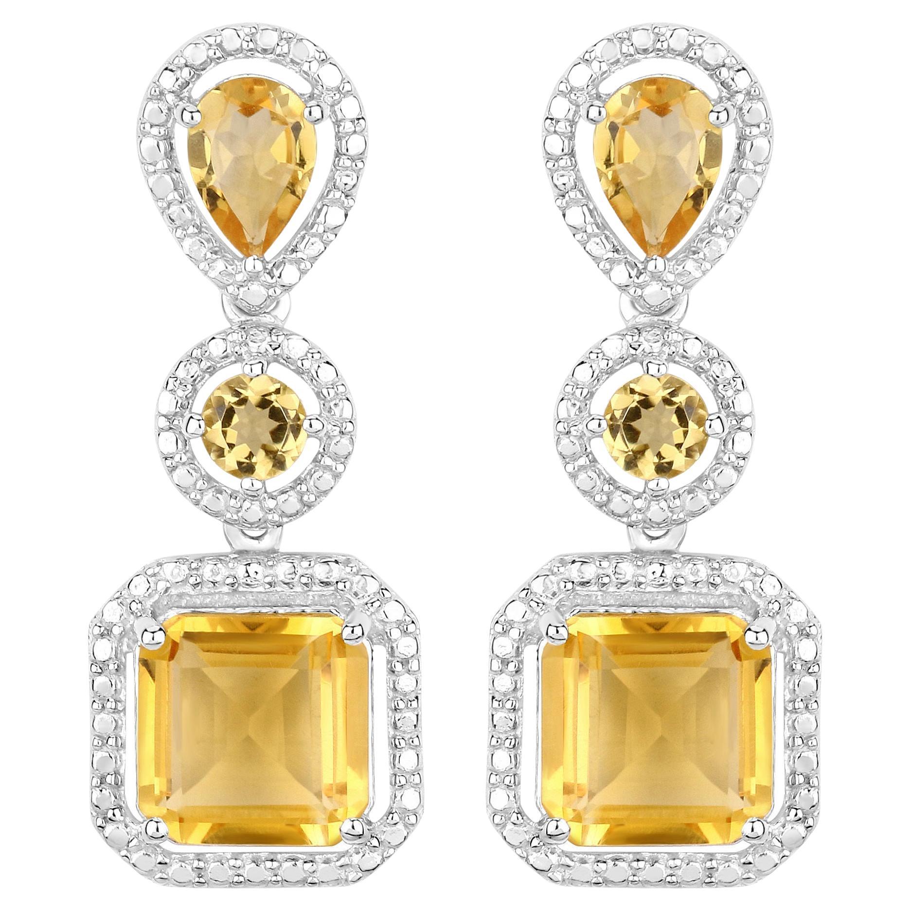 Natural Citrine Dangle Earrings 7.5 Carats Total