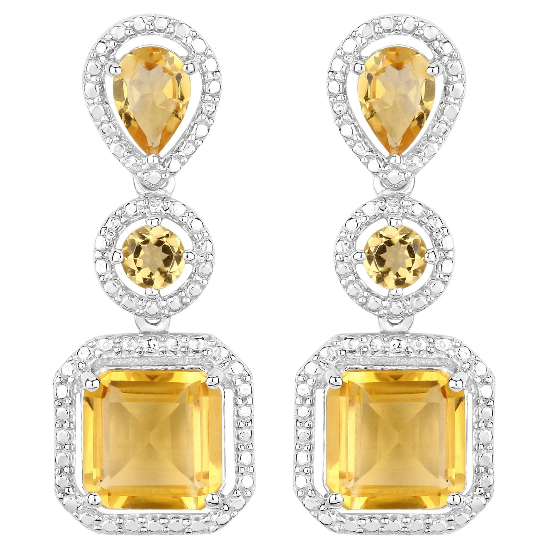 Natural Citrine Dangle Earrings 7.5 Carats Total