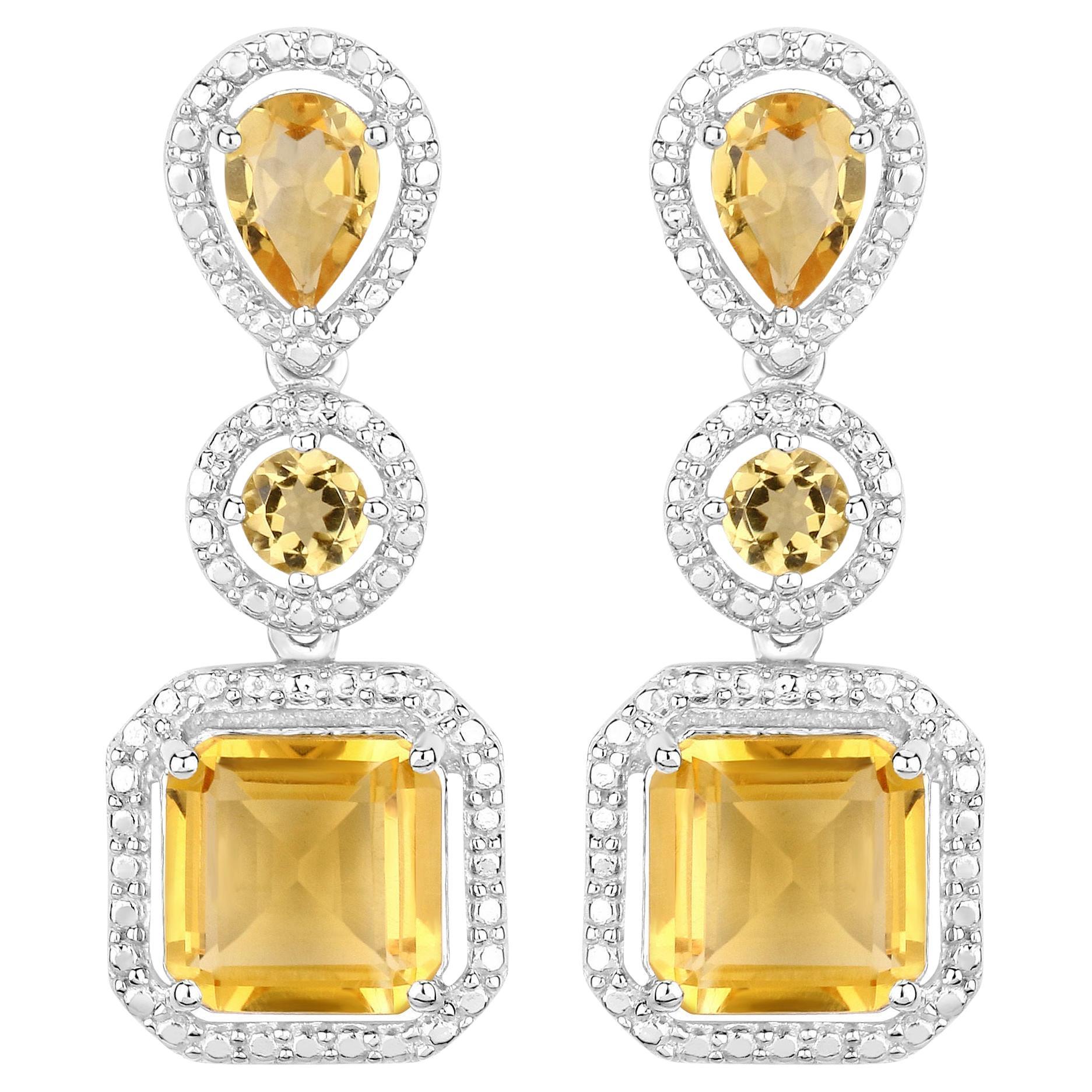 Pendants d'oreilles en citrine naturelle de 7,5 carats au total en vente