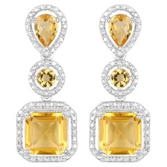 Pendants d'oreilles en citrine naturelle de 7,5 carats au total