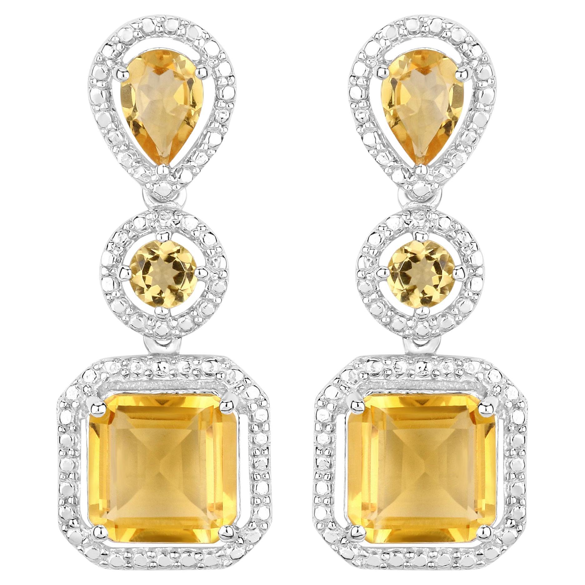 Natural Citrine Dangle Earrings 7.5 Carats Total