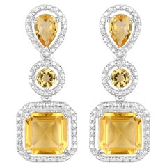 Natural Citrine Dangle Earrings 7.5 Carats Total