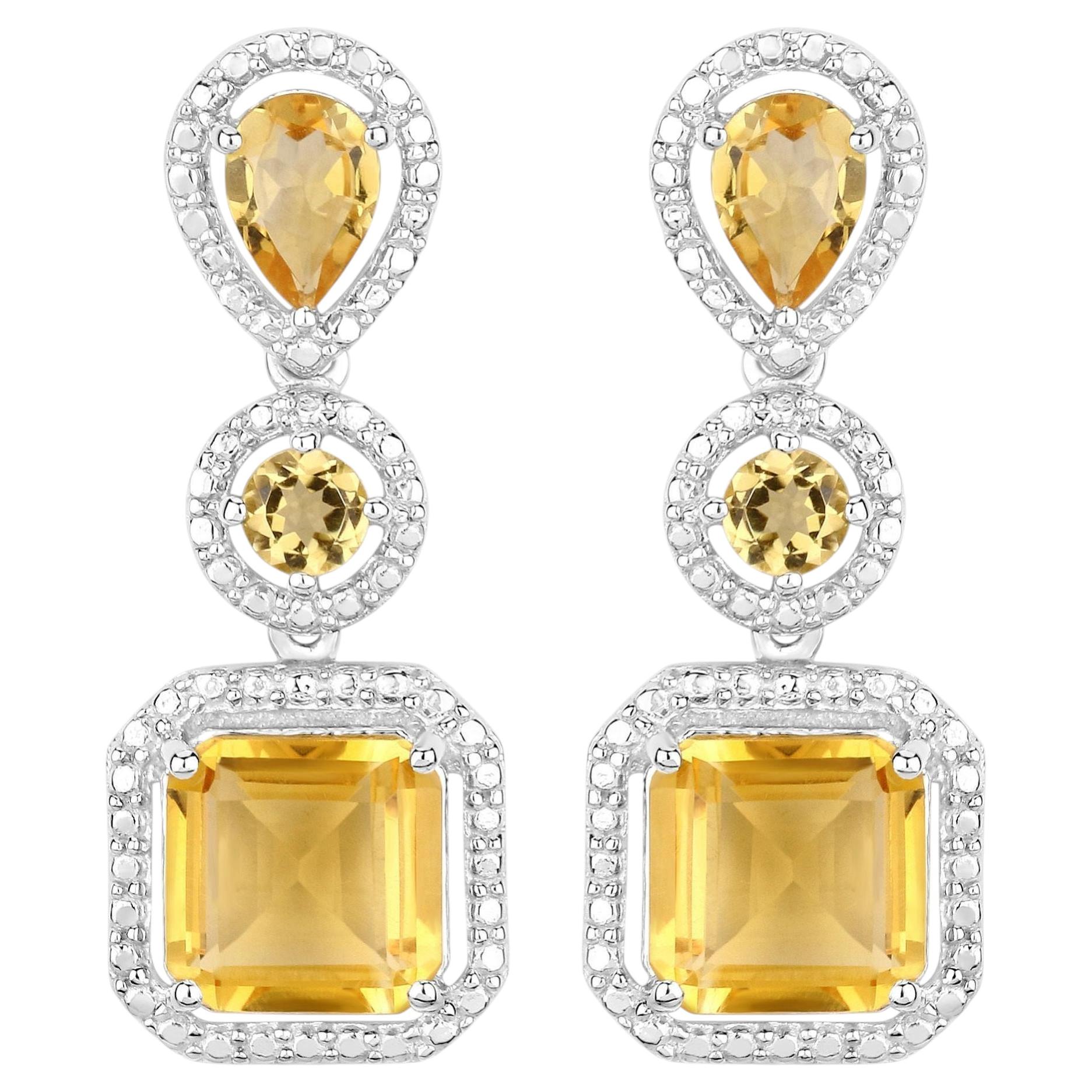 Natural Citrine Dangle Earrings 7.5 Carats Total