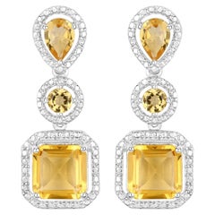 Natural Citrine Dangle Earrings 7.5 Carats Total