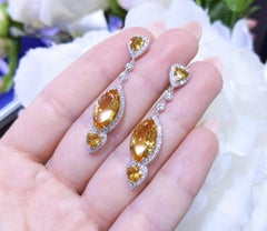 Natural Citrine 7.55cts & Diamond 0.79cts Earring in 18k Gold