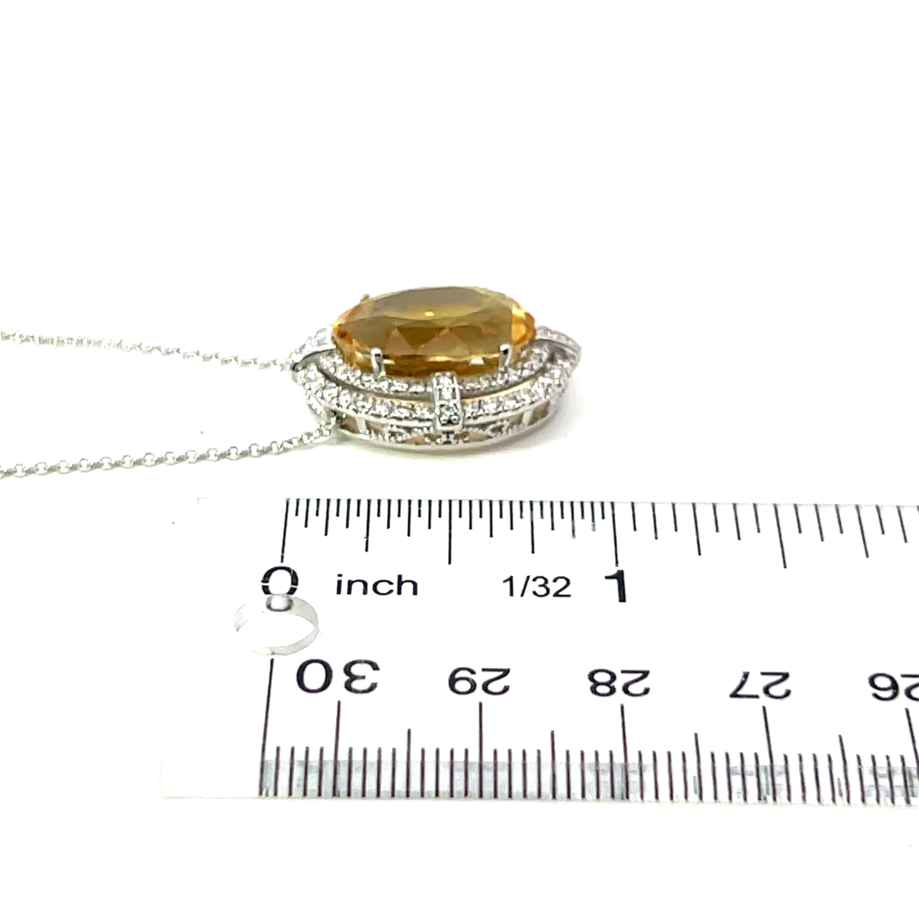 Natural Citrine Diamond Necklace 14k Gold 11.93 TCW Certified For Sale 5