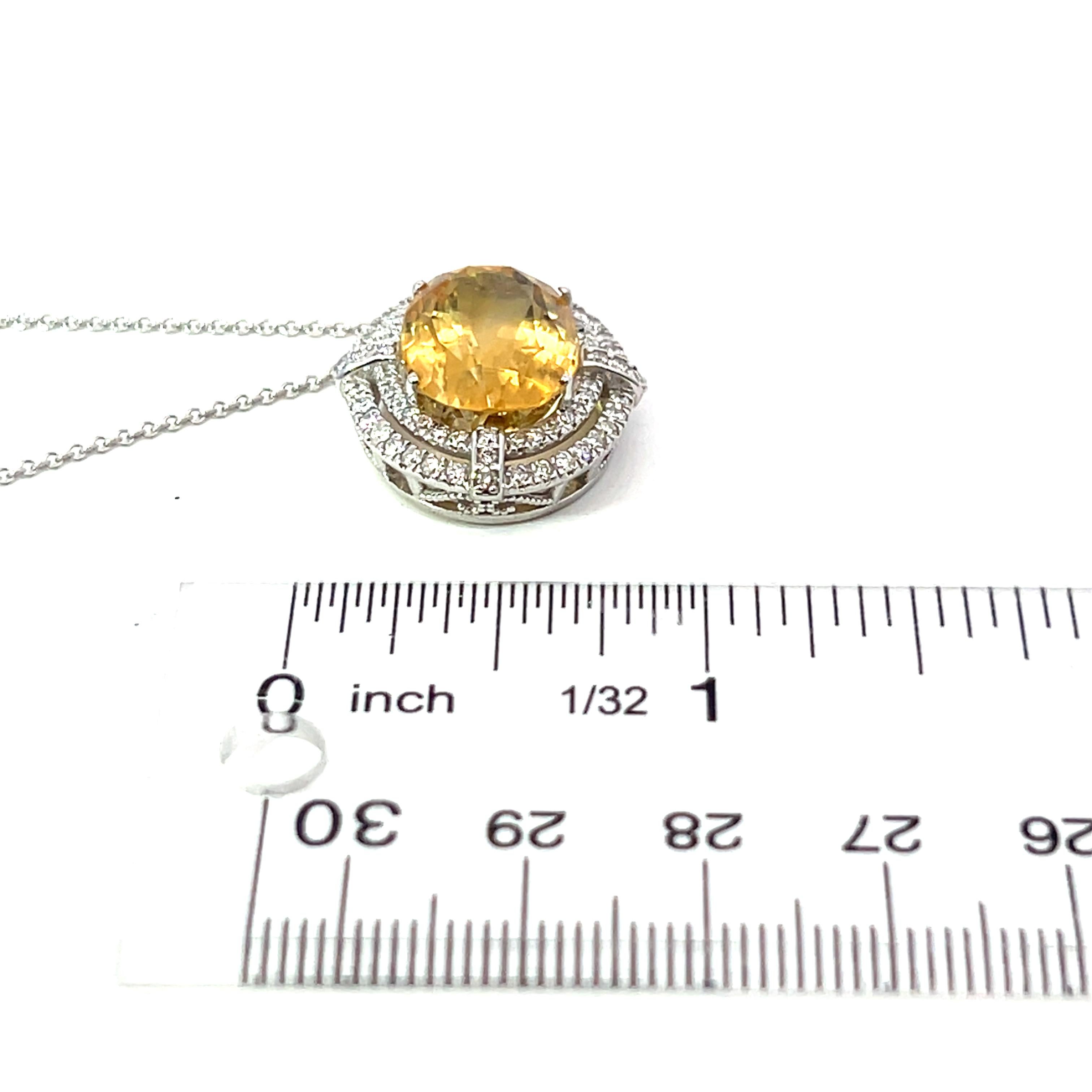 Natural Citrine Diamond Necklace 14k Gold 11.93 TCW Certified For Sale 4