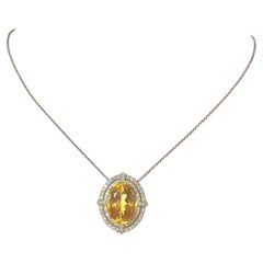 Natural Citrine Diamond Necklace 14k Gold 11.93 TCW Certified