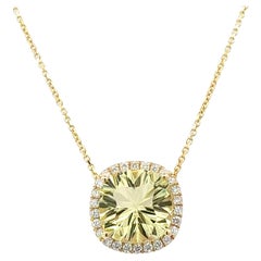 Natural Citrine Diamond Pendant 18" 14k Yellow Gold 6.24 TCW Certified