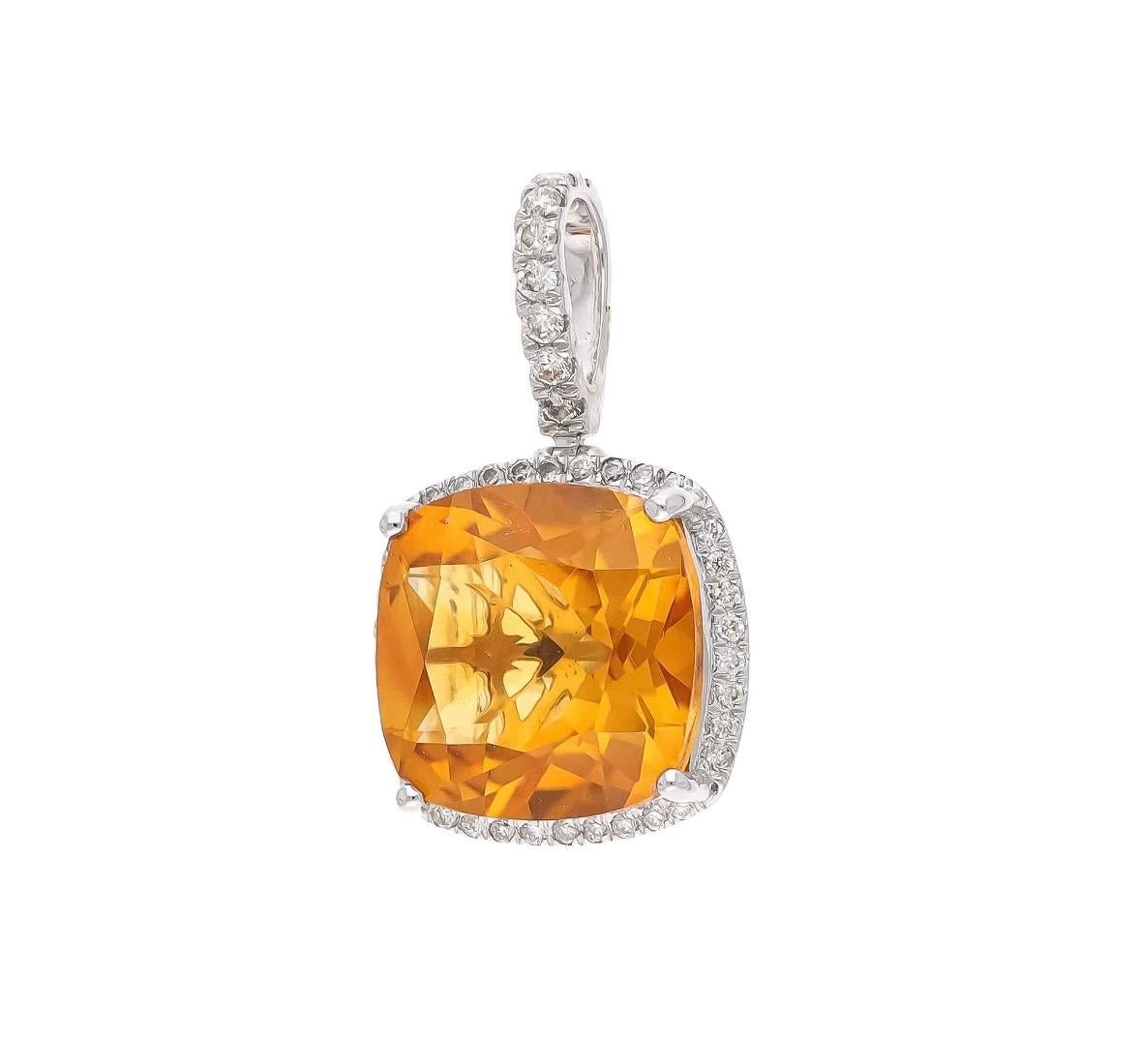 Natural Citrine & Diamond Pendant in 14k Gold In condizioni Nuovo in vendita a jaipur, IN
