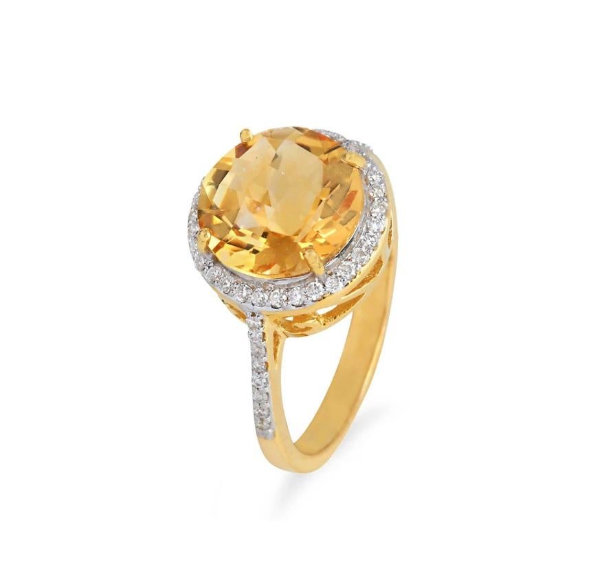 Anello con Citrino naturale e diamanti in oro 18 carati in vendita 3