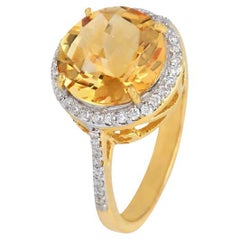 Anello con Citrino naturale e diamanti in oro 18 carati